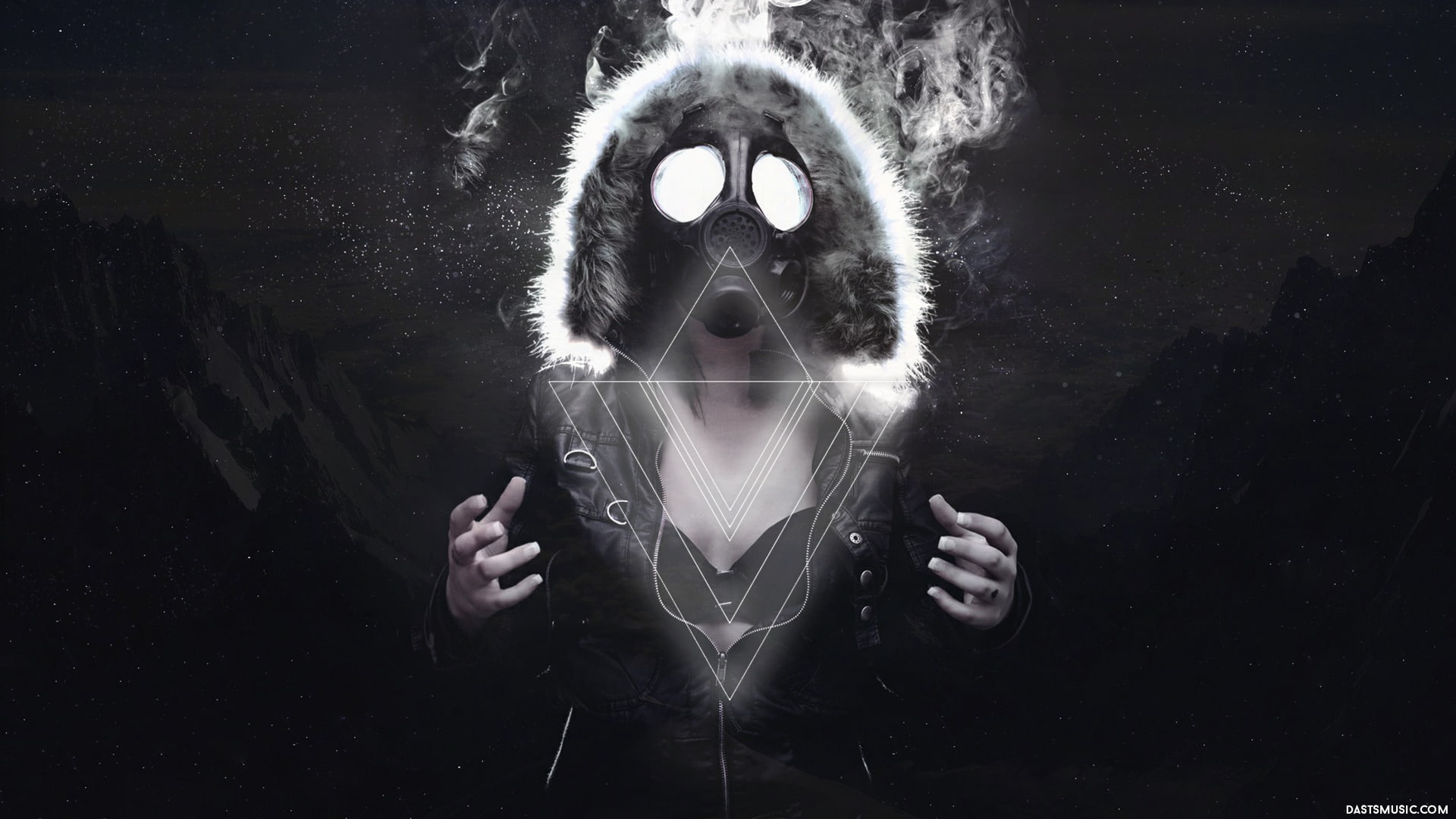 obscured face, technology, standing, adult, mid adult, front view, one person, mask, black background, men, studio shot, indoors, digital composite, holding, HD Wallpaper