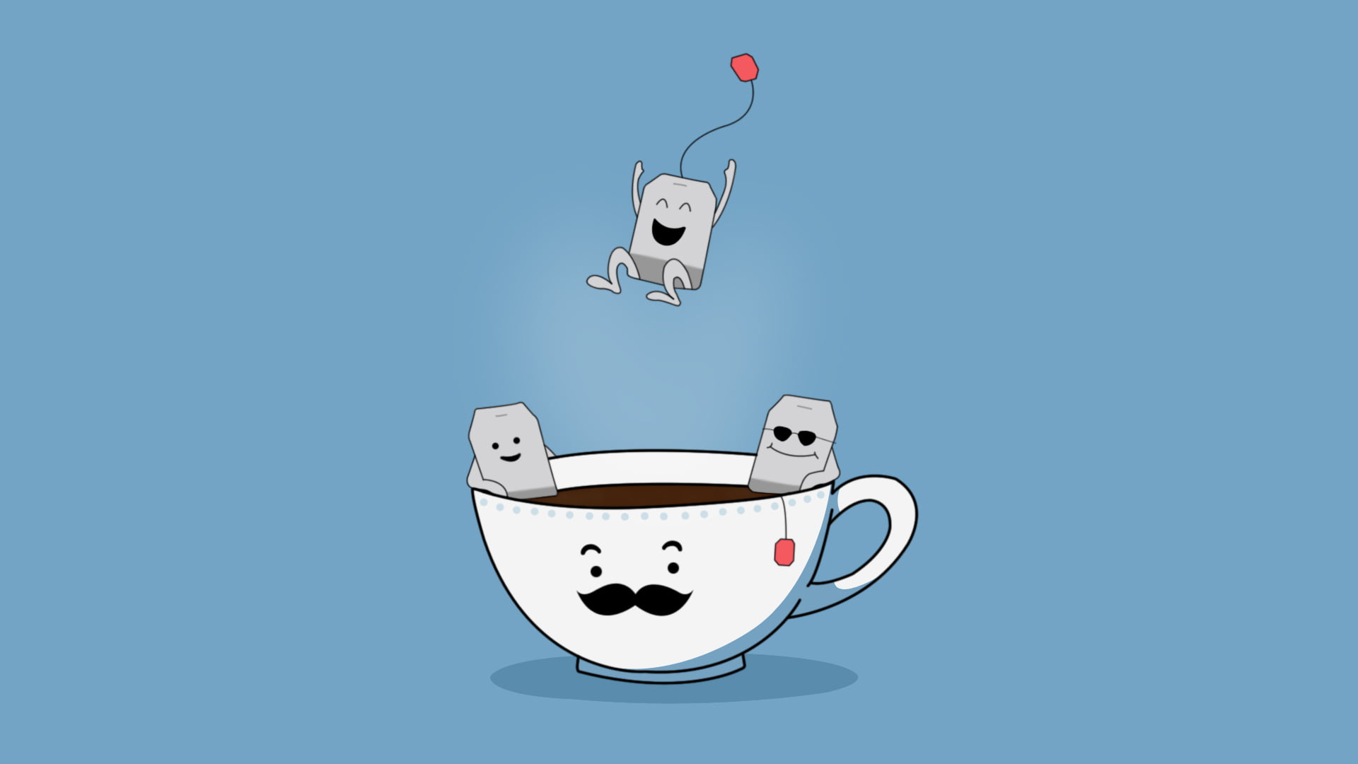 blue, heat - Temperature, studio shot, representation, tea, cup, cafe, smiley, coffee, cappuccino, indoors, food, Jump, coffee - Drink, breakfast, 1080P, HD Wallpaper