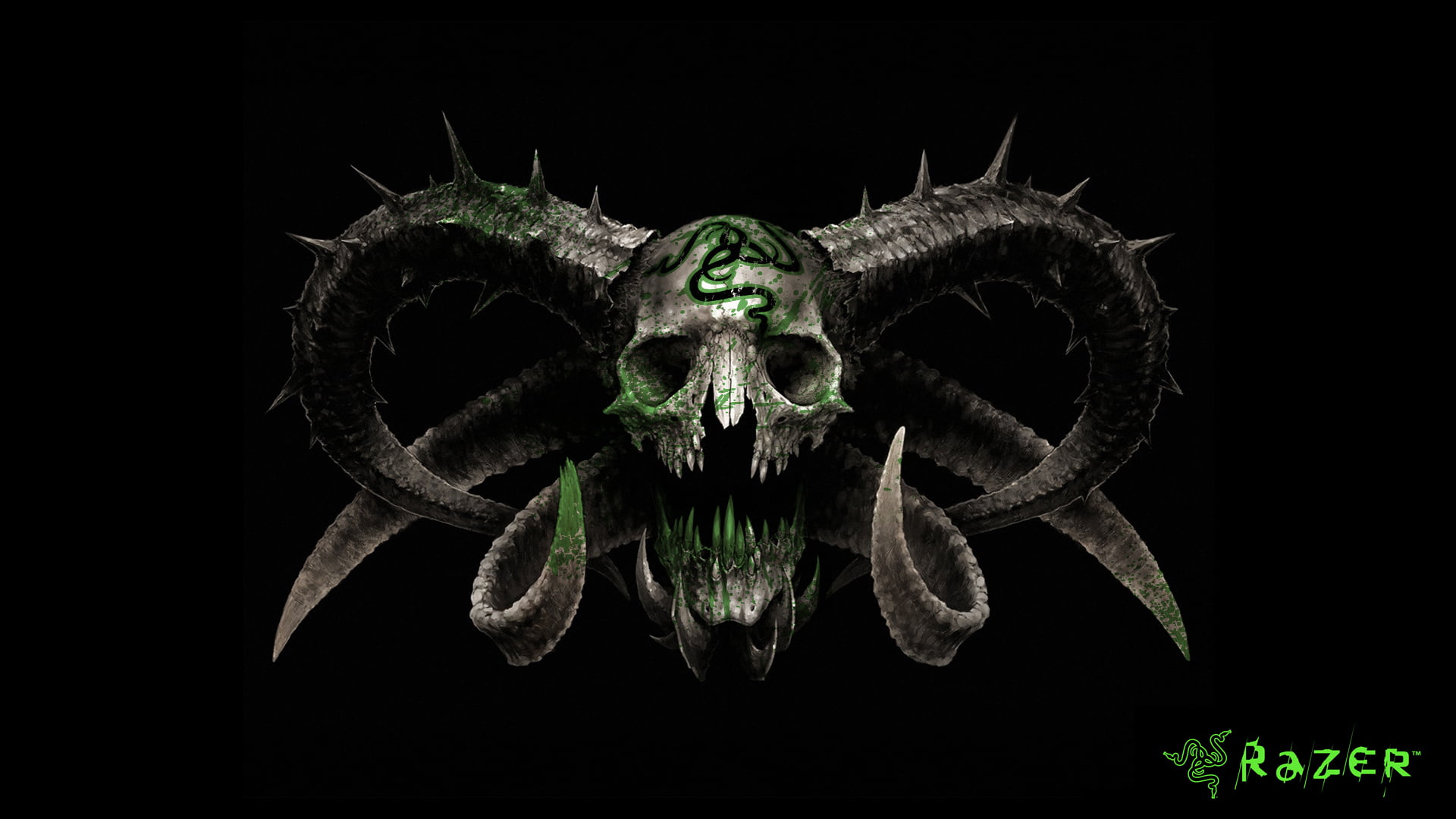 arachnid, bone, animal, horror, science, animal head, animal wildlife, illustration, green color, insect, monster - Fictional Character, sake, nature, skull, HD Wallpaper
