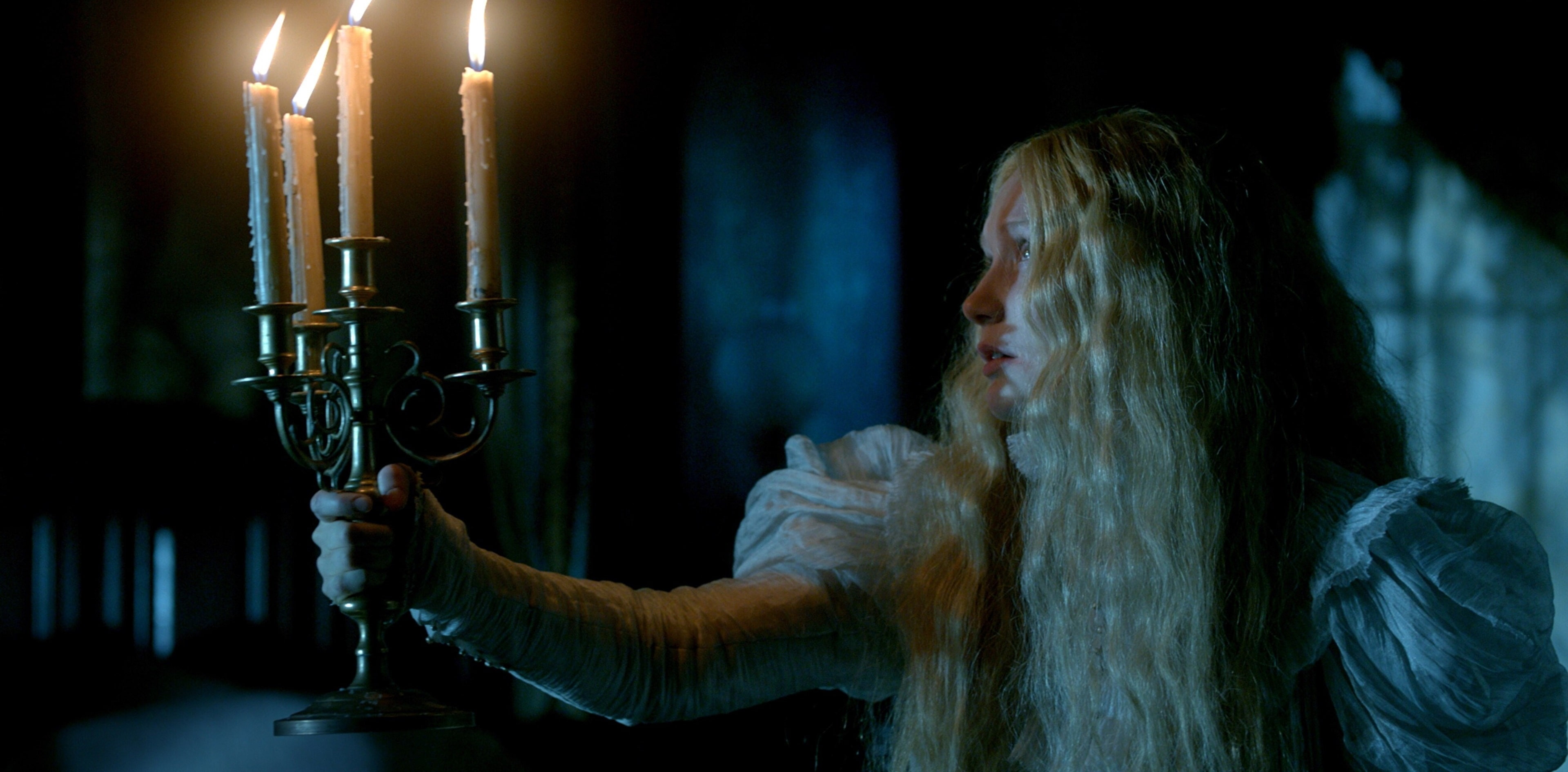 waist up, long hair, young adult, hair, side view, hairstyle, candle, 4K, performance, indoors, holding, adult, blond hair, headshot, candlestick holder, HD Wallpaper