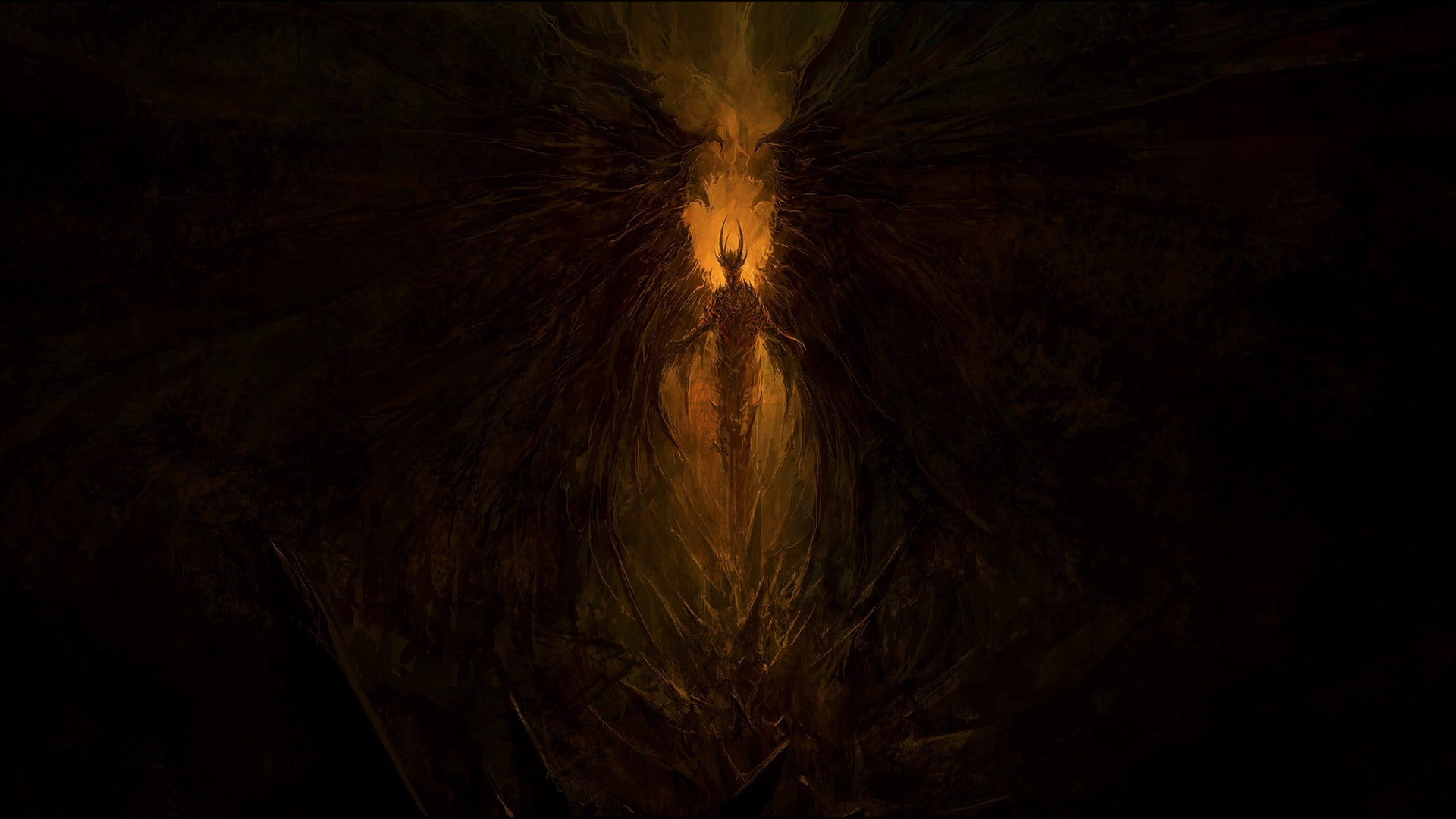1080P, demon, crimson, fantasy art, HD Wallpaper