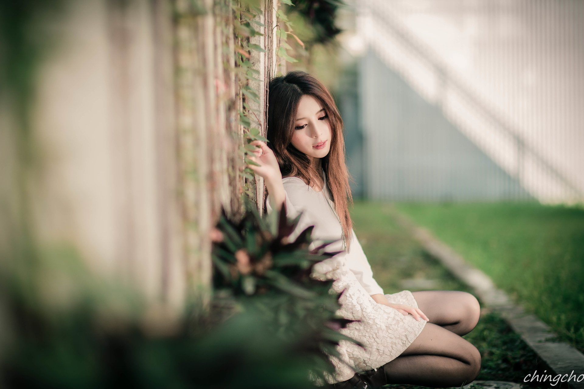 Zhang Qi Jun, Models, Julie Chang, Fence, 1080P, Taiwanese, Bokeh, HD Wallpaper