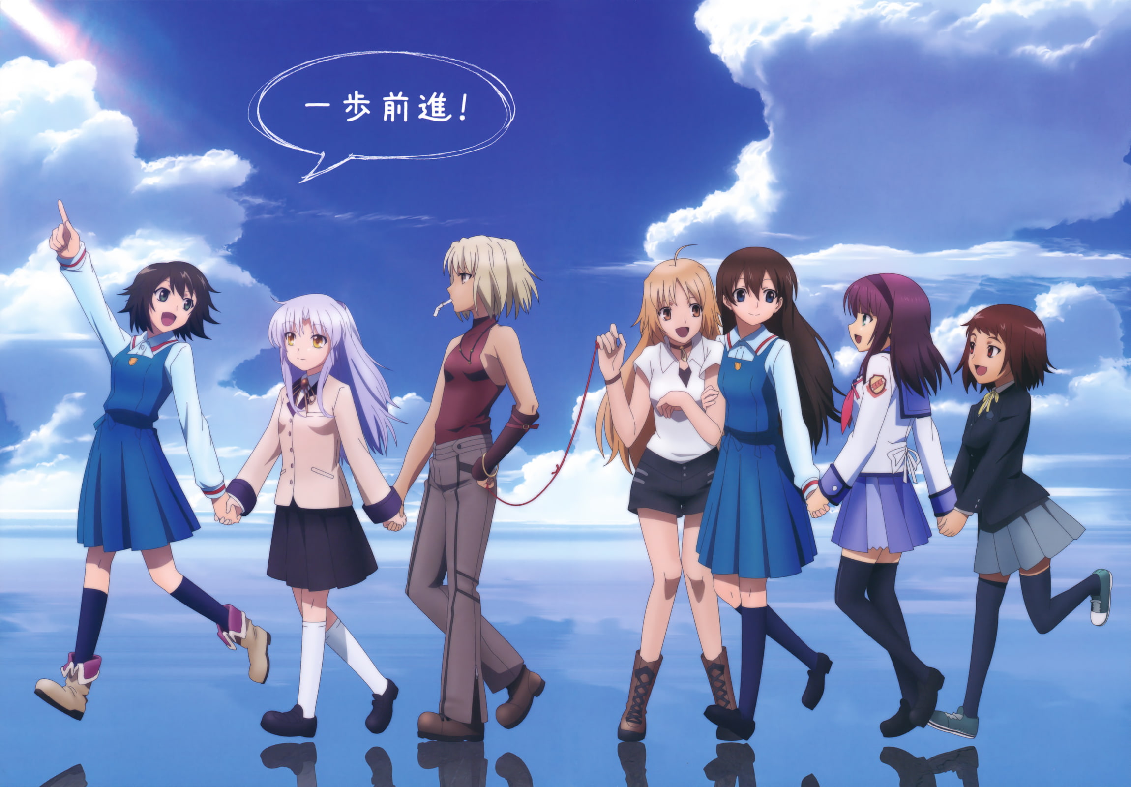 isurugi, hiromi, maria, yuri, clouds, true, nakamura, canaan, ando, noe, character, beats, aiko, 1080P, tears, tachibana, kanade, angel, sky, crossover, HD Wallpaper