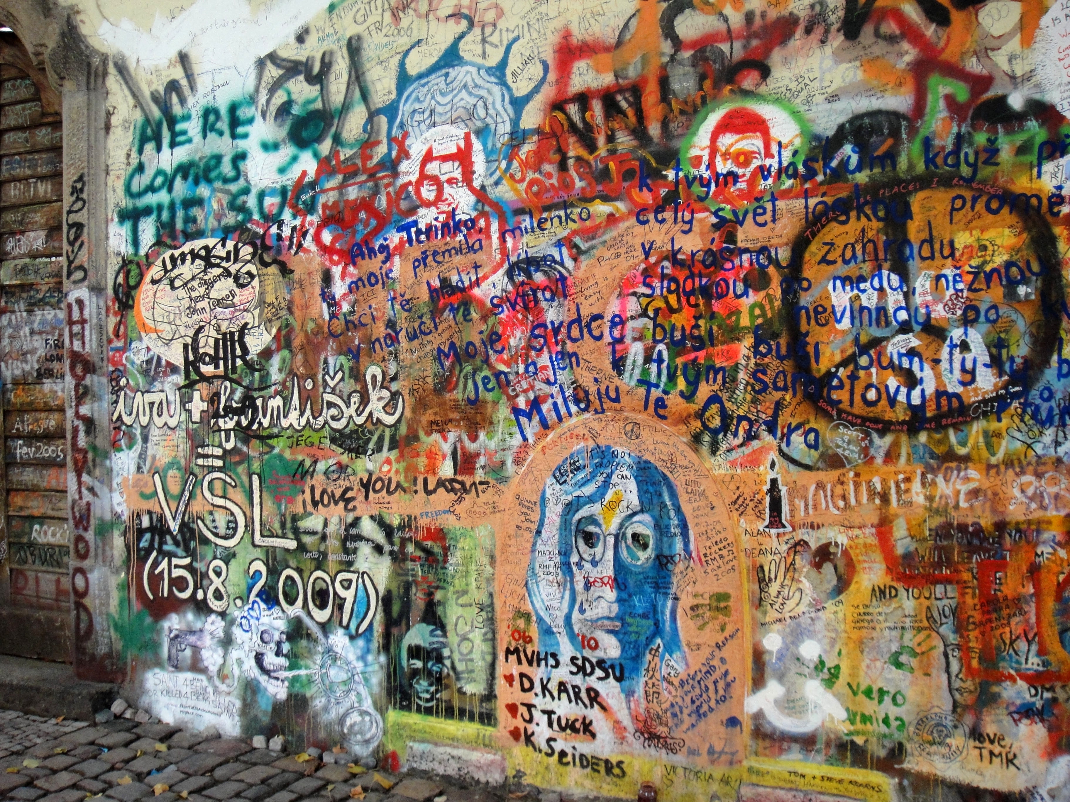 street art, representation, art and craft, indoors, mural, text, john lennon, western script, day, built structure, male likeness, colorful, craft, architecture, HD Wallpaper