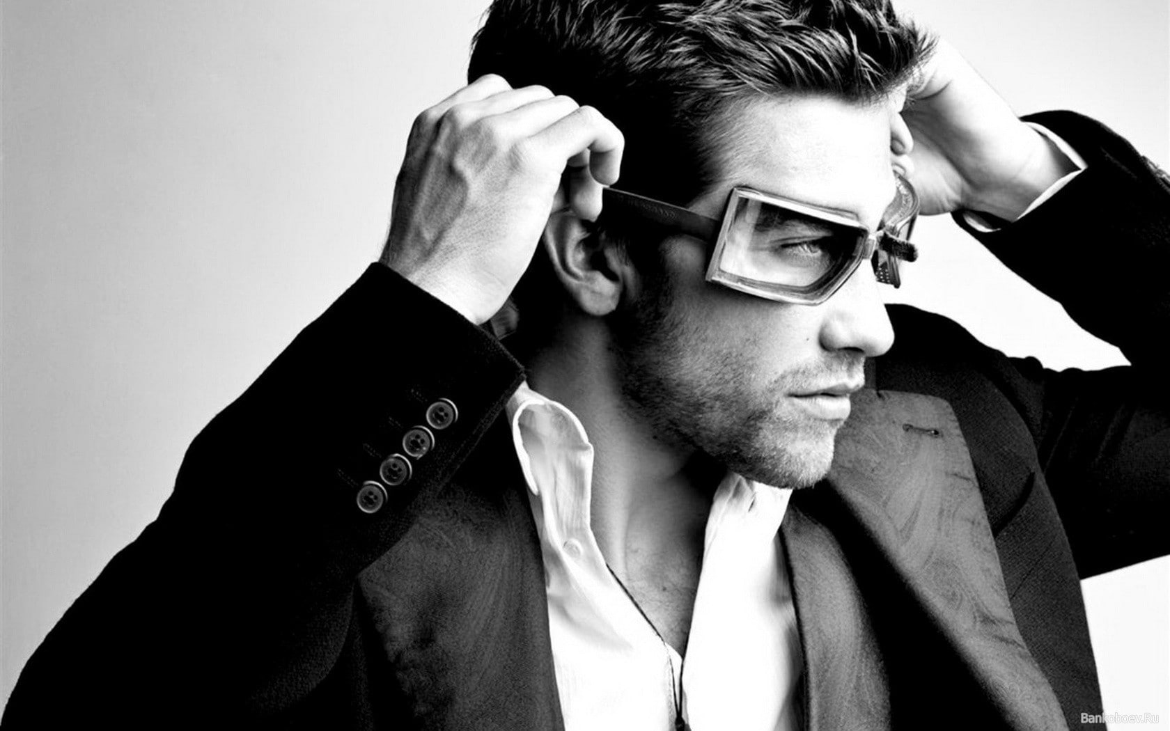 greyscale, x, gyllenhaal, hd, men, glasses, jake, 720P, art, monochrome, HD Wallpaper