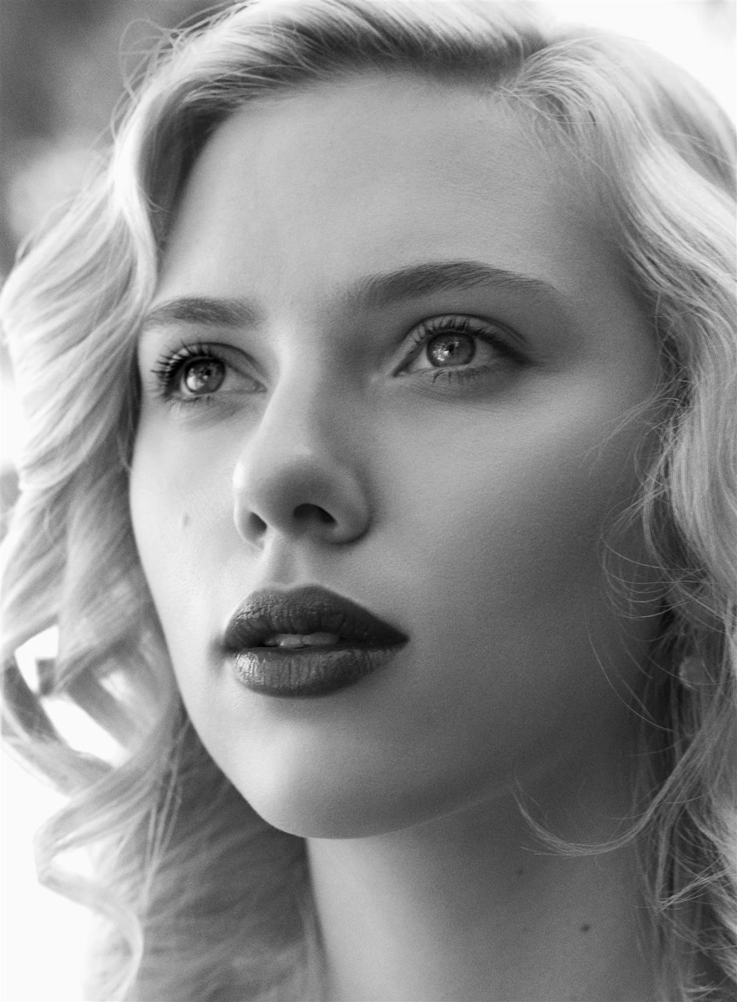 1080P, grayscale, faces, Scarlett Johansson, art, hd, johansson, scarlett, actress, monochrome, Phone HD Wallpaper
