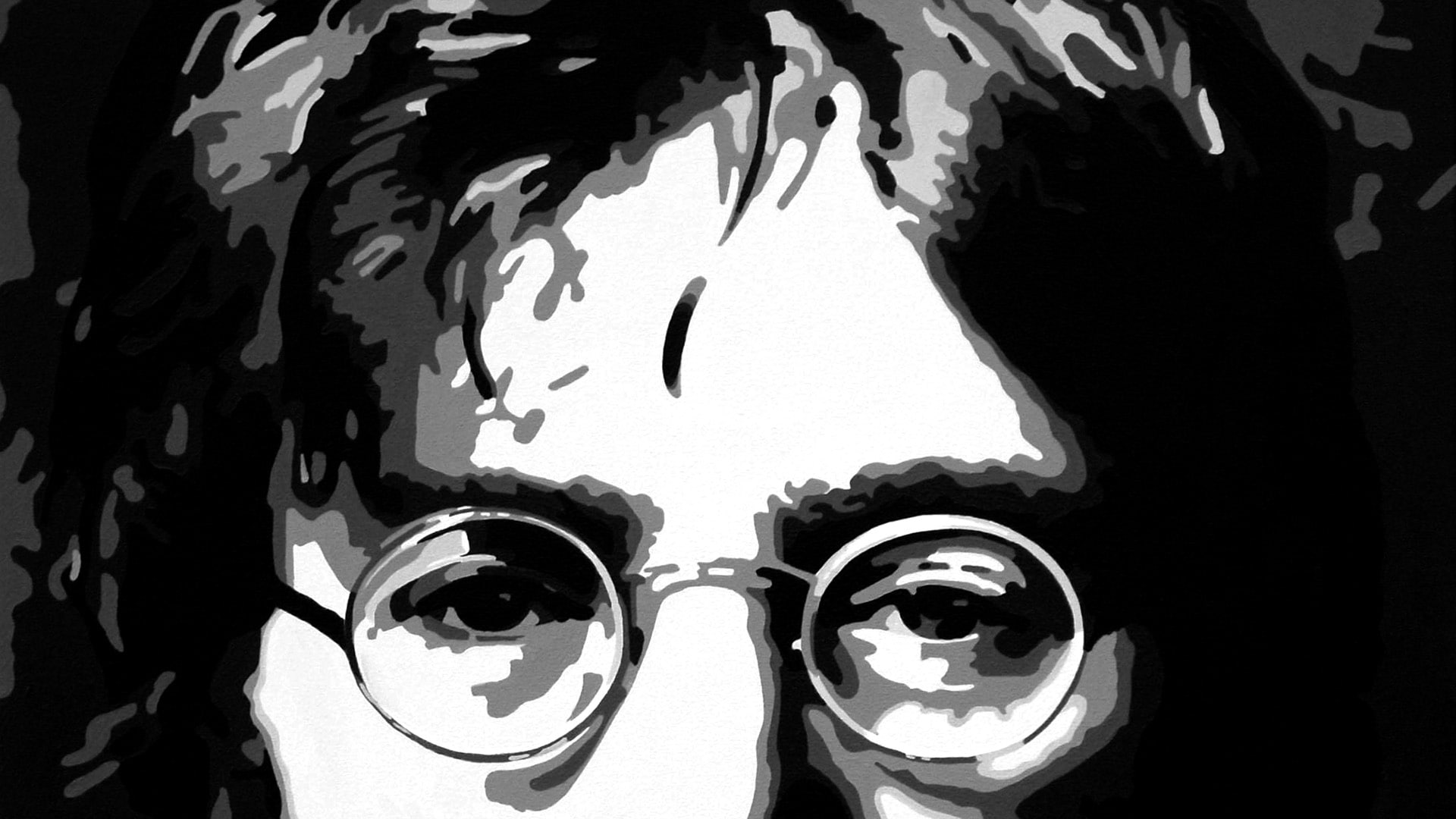 glasses, eyes, groups, abstract, people, classic, 1080P, lennon, vector, face, beatles, john, bands, HD Wallpaper