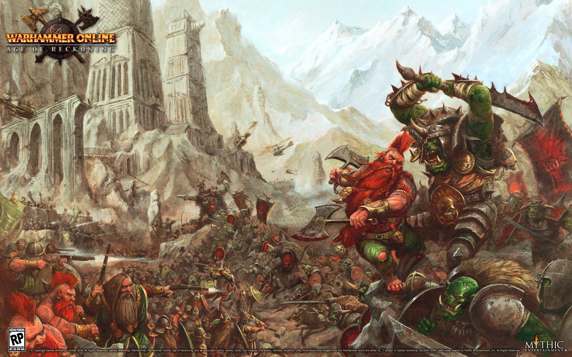 Warhammer Online: Age Of Reckoning, mountain, sculpture, 1080P, building, no people, beauty in nature, built structure, spirituality, belief, Orc, architecture, HD Wallpaper