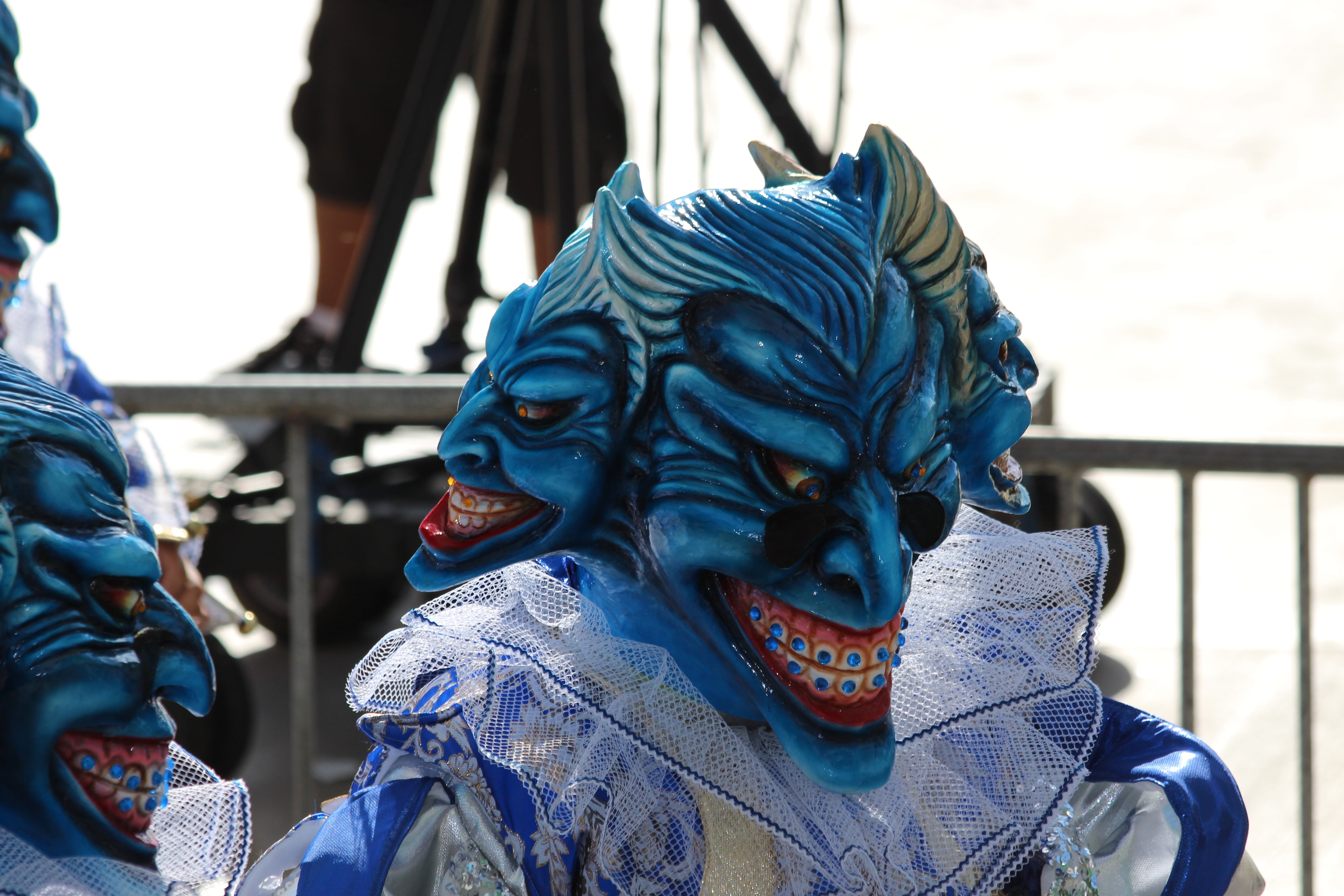 representation, incidental people, animal representation, carnival, blue, mask, mask - Disguise, close-up, focus on foreground, halloween, disguise, unrecognizable person, HD Wallpaper