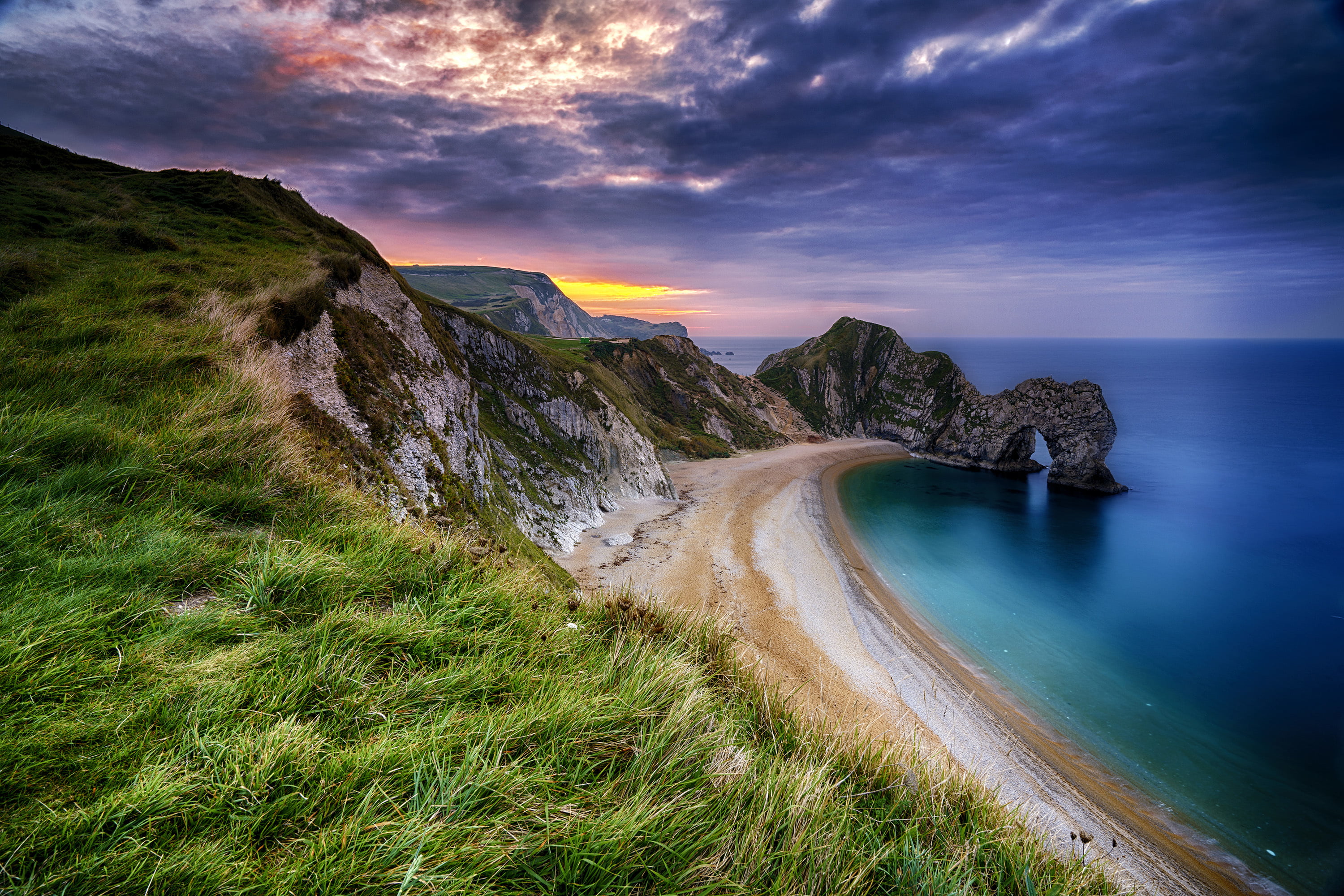 cloud - sky, scenics - nature, photographer, outdoors, mountain, shore, travel, grass, sea, grass., Lies Thru a Lens, land, nature, landscape, water, tranquil scene, HD Wallpaper