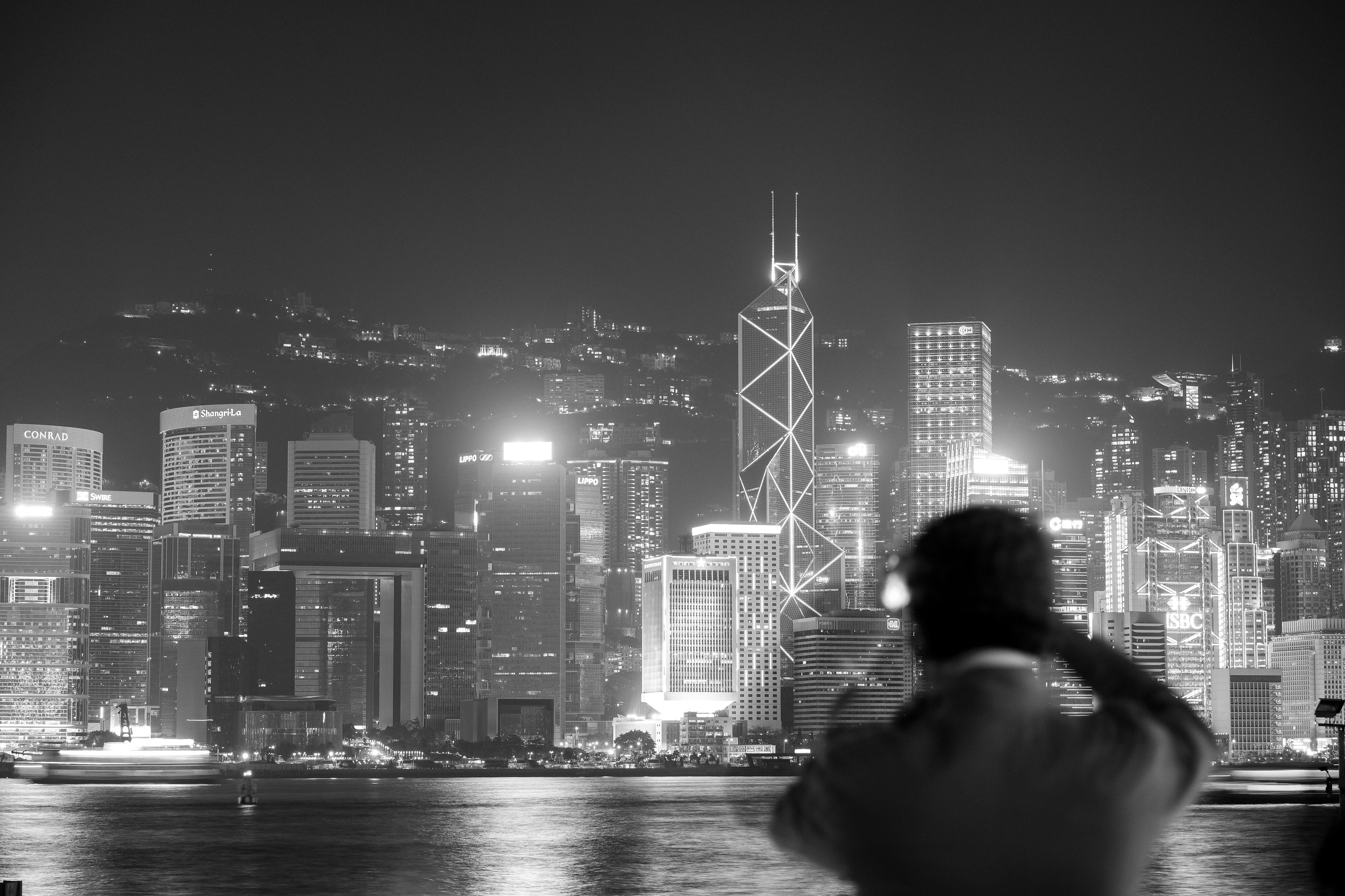 city, grayscale, china - East Asia, water, finance, urban, urban Scene, 5K, city Life, asian Ethnicity, asia, taking photo, staring, black and white, building, HD Wallpaper