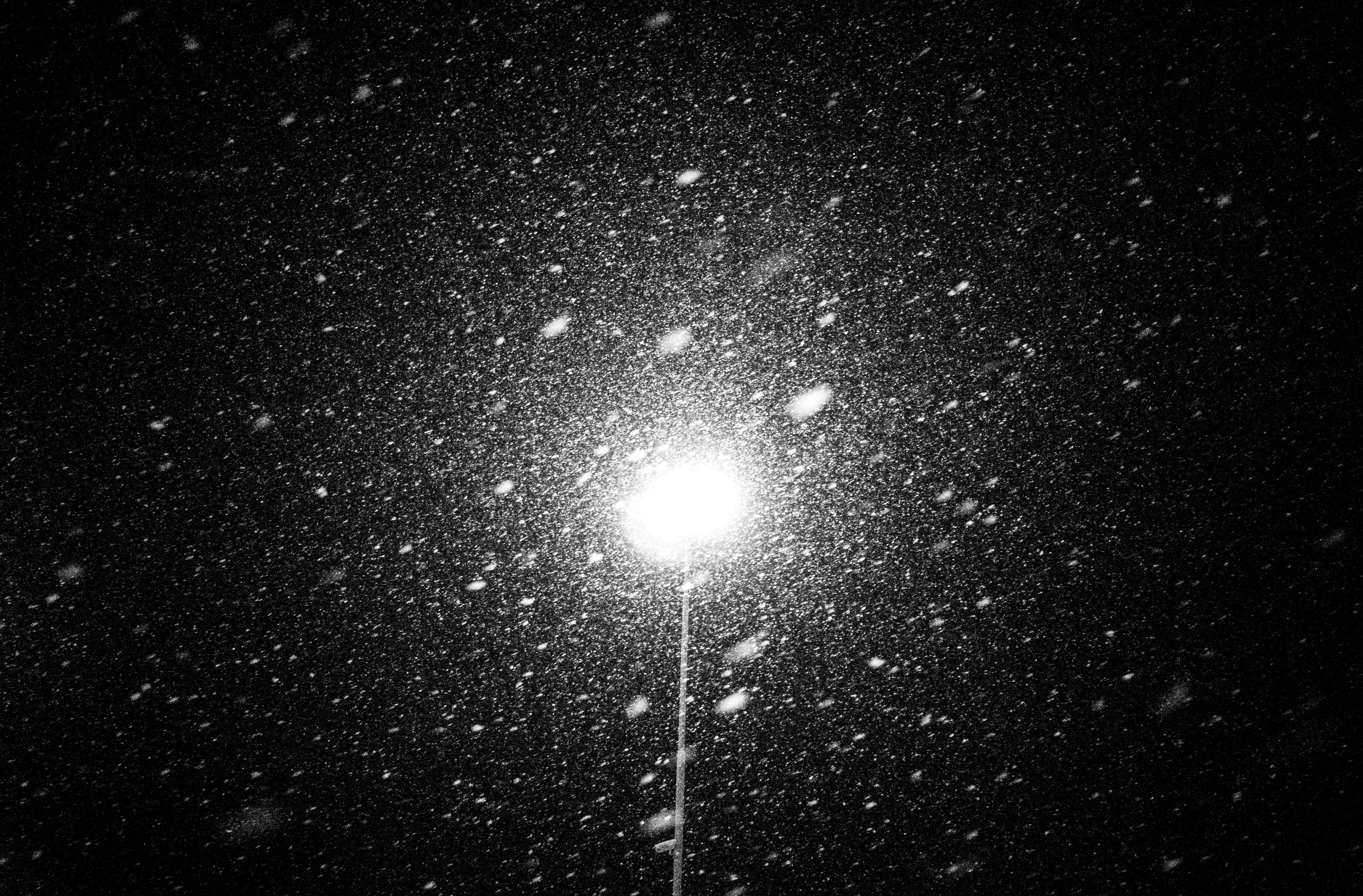 galaxy, astronomy, public, tranquility, no people, outdoors, black, illuminated, universe, 4K, glowing, ice, night, bulb, snow, lamp, nature, low angle view, HD Wallpaper