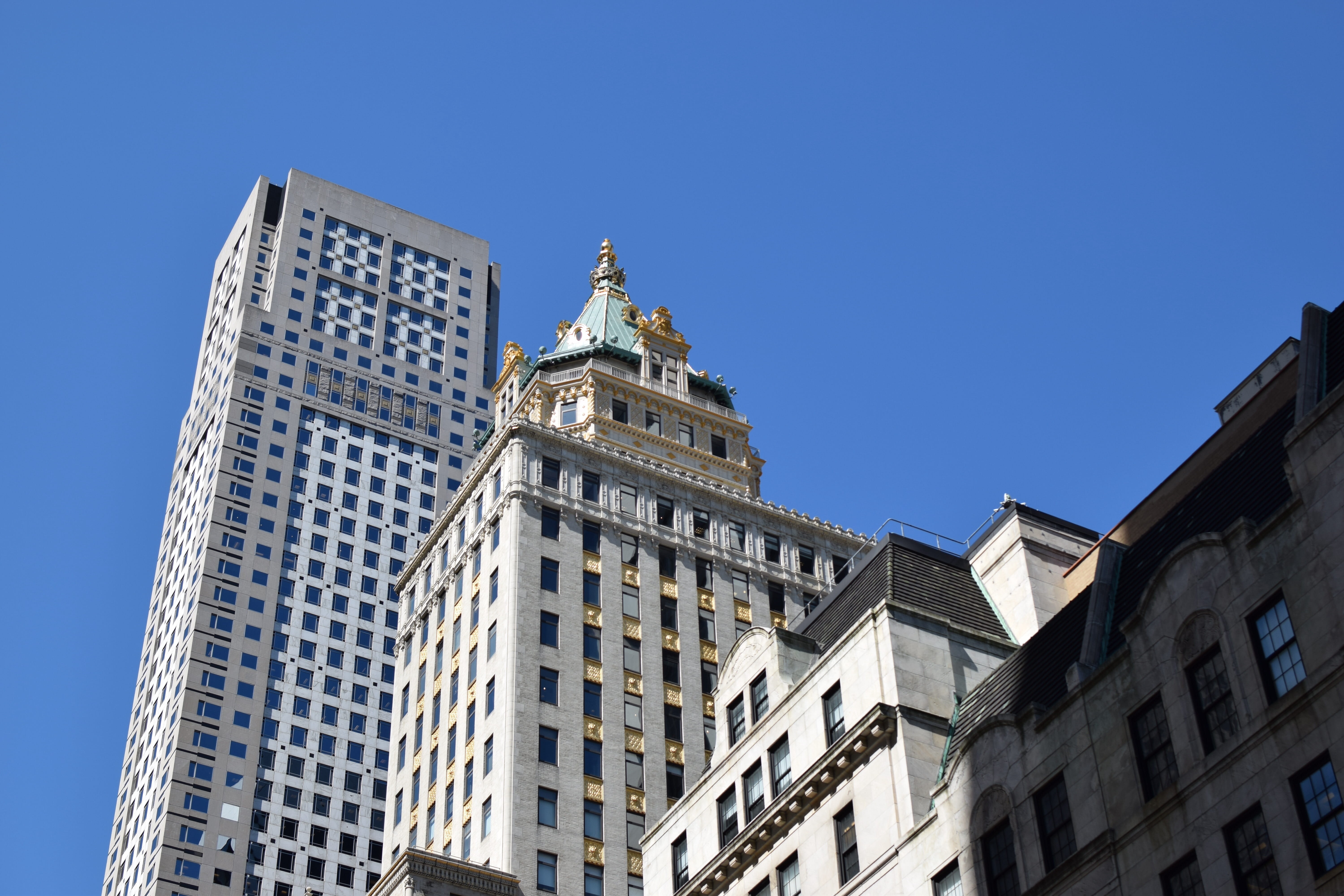 window, New York, travel destinations, luxury, blue, tower, building exterior, skyscraper, day, low angle view, Architecture, building, city, clear sky, HD Wallpaper