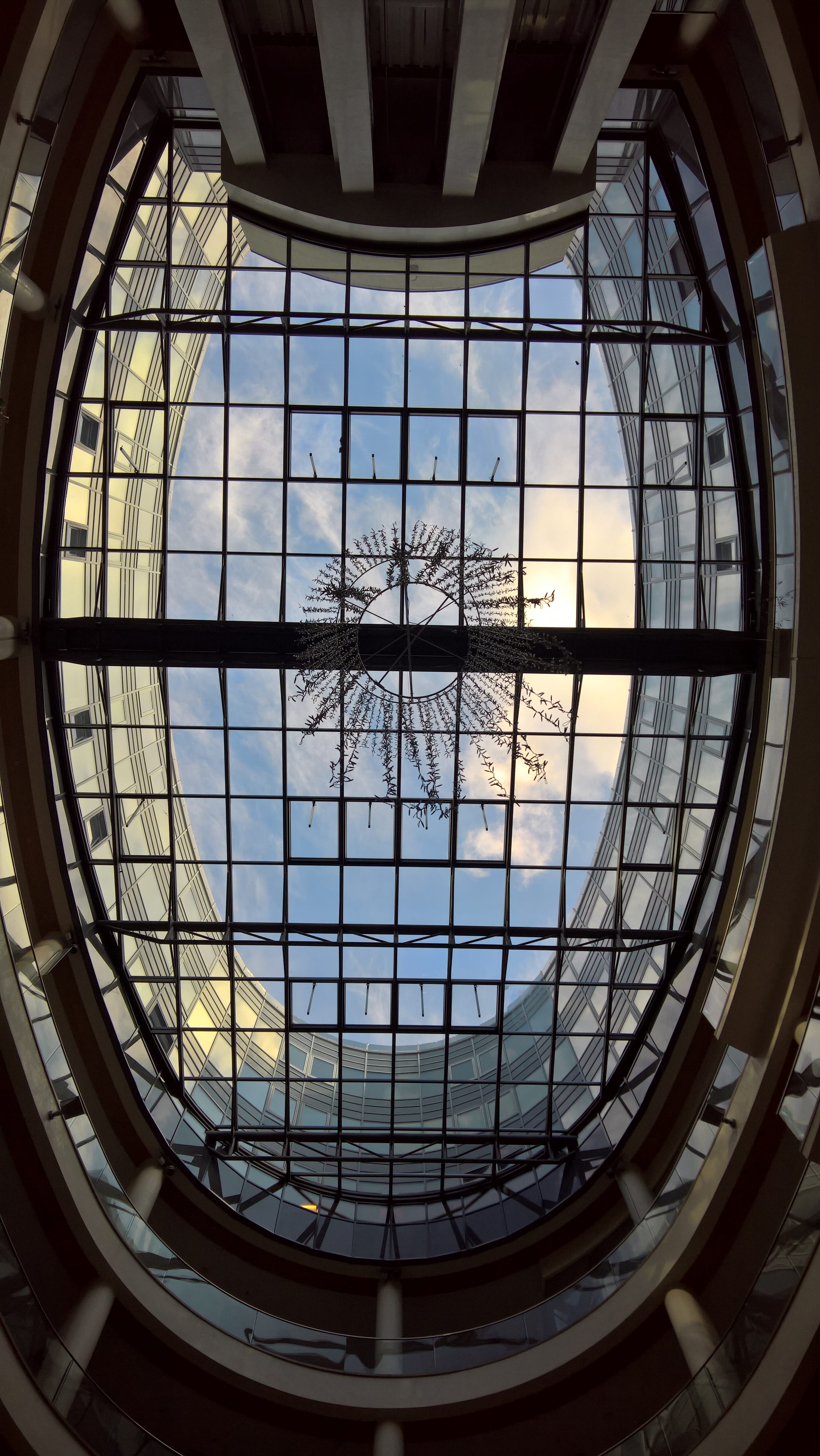 glass, sunlight, perspective, glass - material, pattern, dome, building, angle, day, indoors, ceiling, transparent, mirror, architecture and art, low, bulding, Phone HD Wallpaper