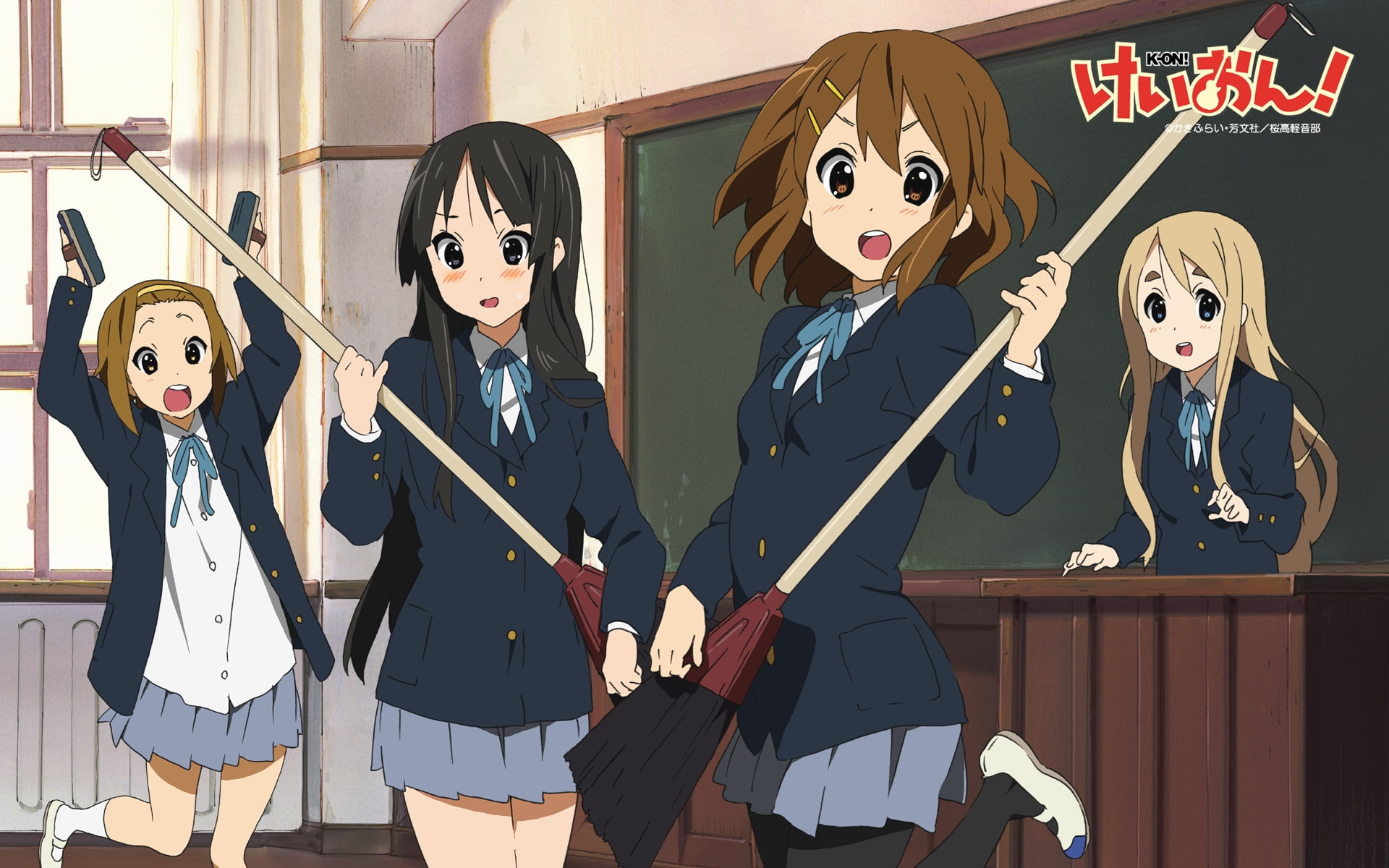 disguise, Hirasawa Yui, standing, K-ON!, mask, women, human representation, Kotobuki Tsumugi, people, hairstyle, costume, 1080P, representation, Tainaka Ritsu, HD Wallpaper