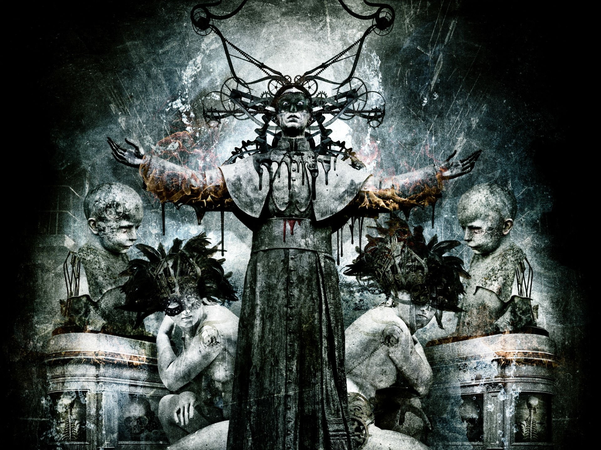 heavy, steampunk, 1080P, groove, sybreed, metal, melodic, industrial, dark, death, sci-fi, robot, HD Wallpaper