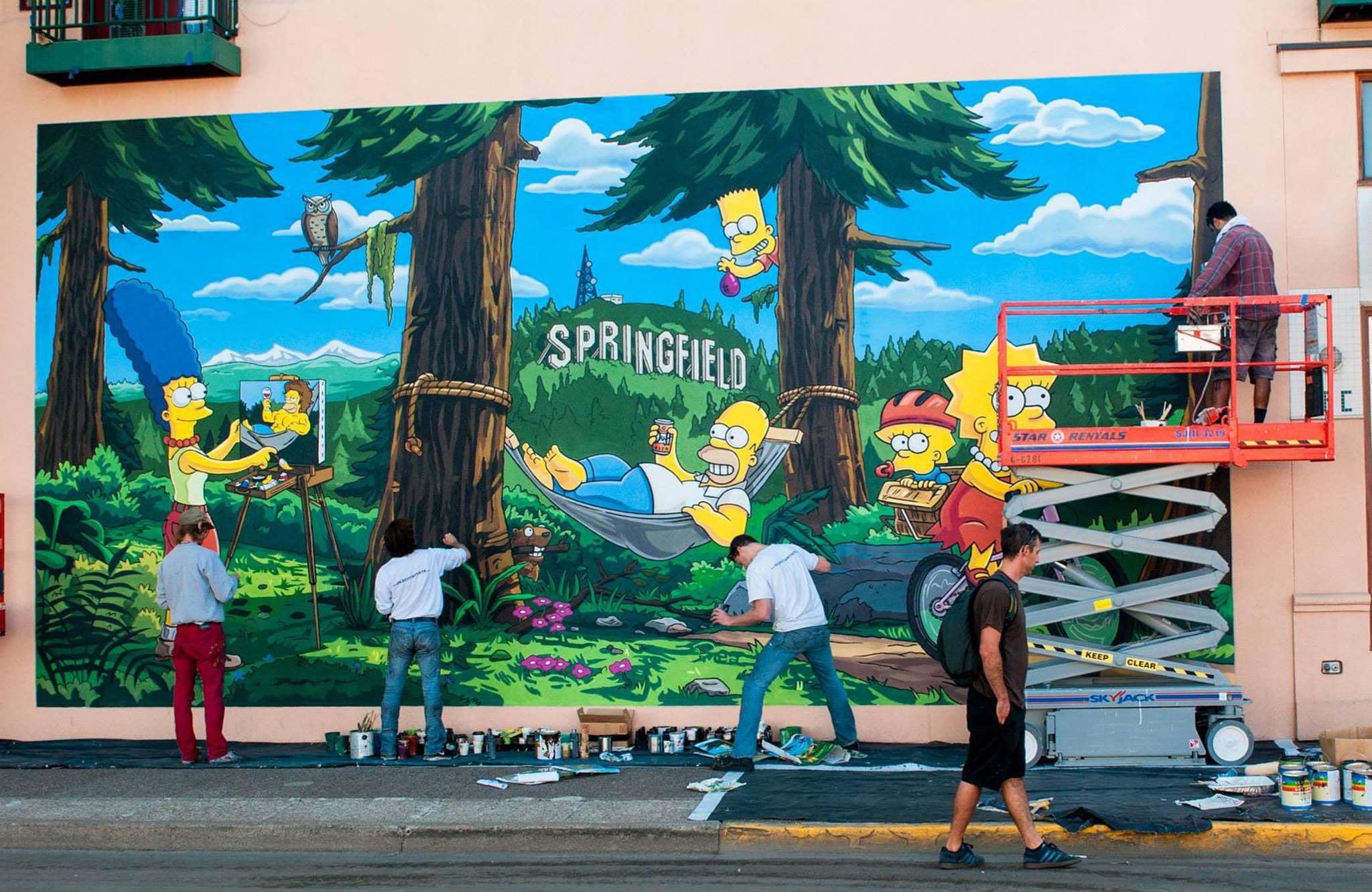 wall, creativity, Bart Simpson, communication, full length, artwork, outdoors, day, built structure, human representation, representation, The Simpsons, HD Wallpaper