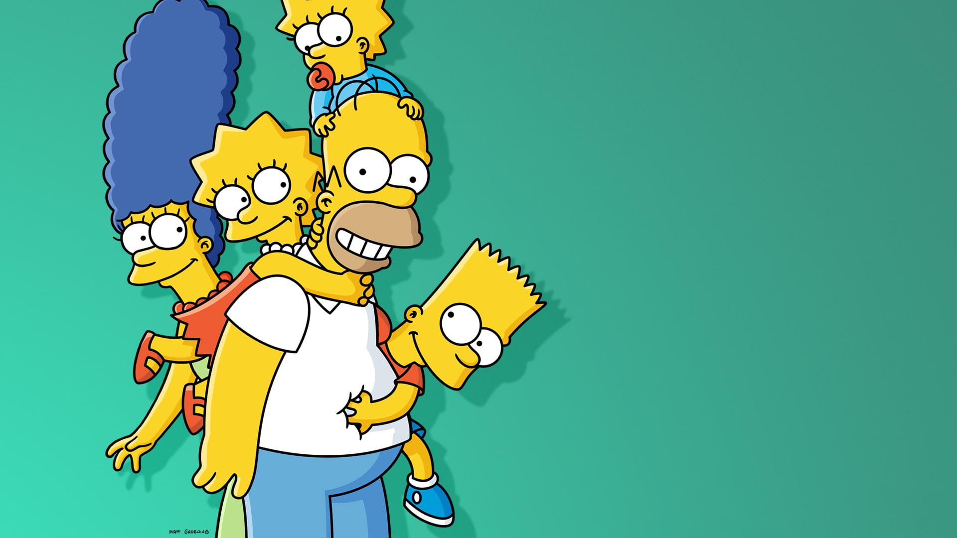 Lisa Simpson, Homer Simpson, Bart Simpson, Marge Simpson, Maggie Simpson, 1080P, The Simpsons, HD Wallpaper