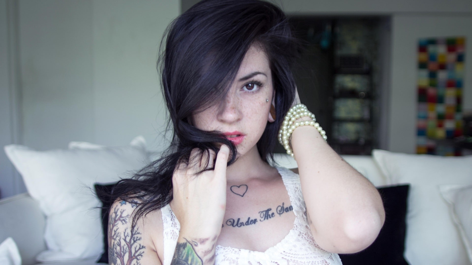woman, tattoo, suicide, 1080P, model, cra, freckles, cra suicide, HD Wallpaper