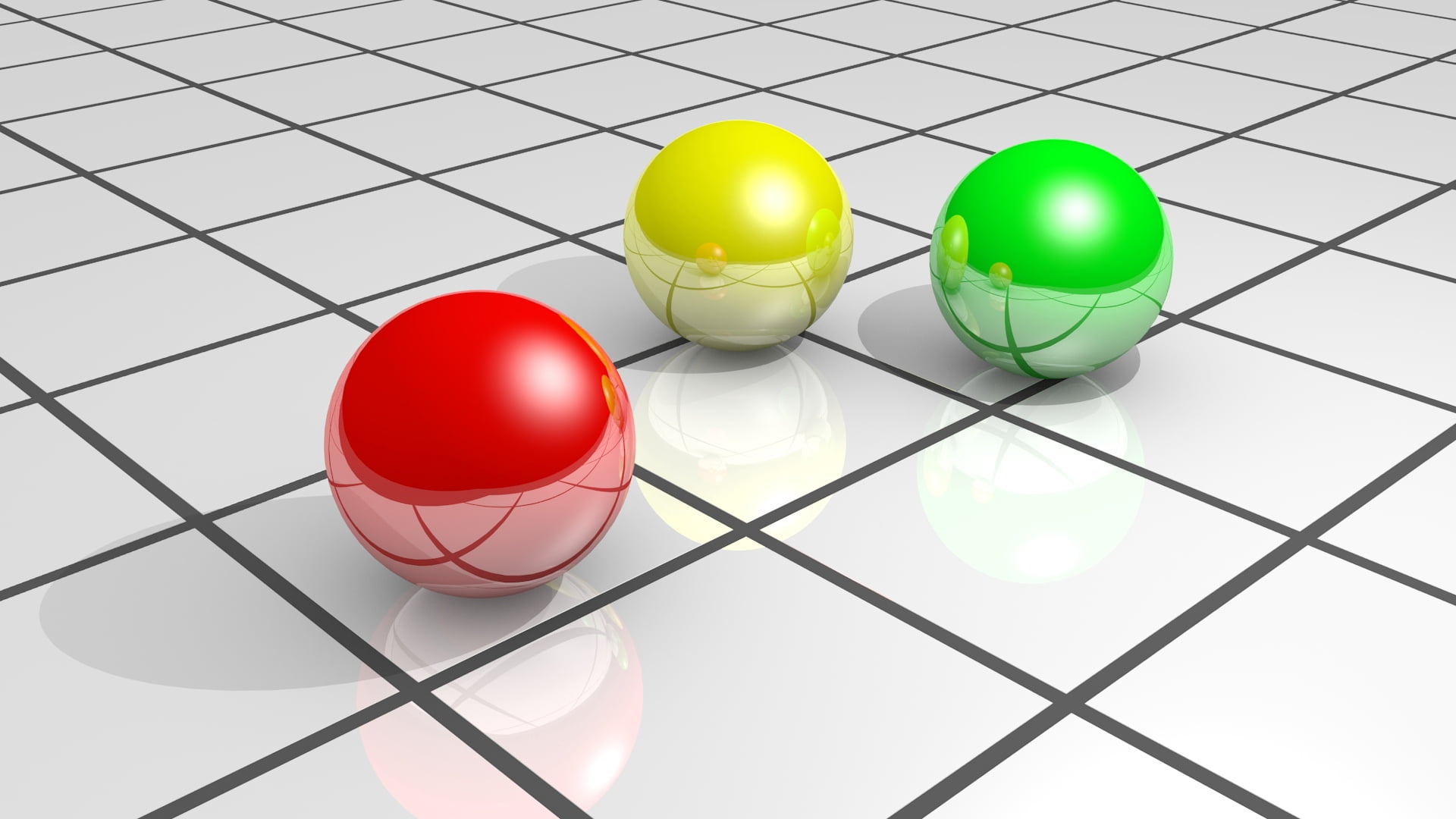 balls, indoors, 1080P, green color, white, still life, surface, no people, red, multi colored, shiny, colorful, metal, studio shot, white color, sphere, HD Wallpaper