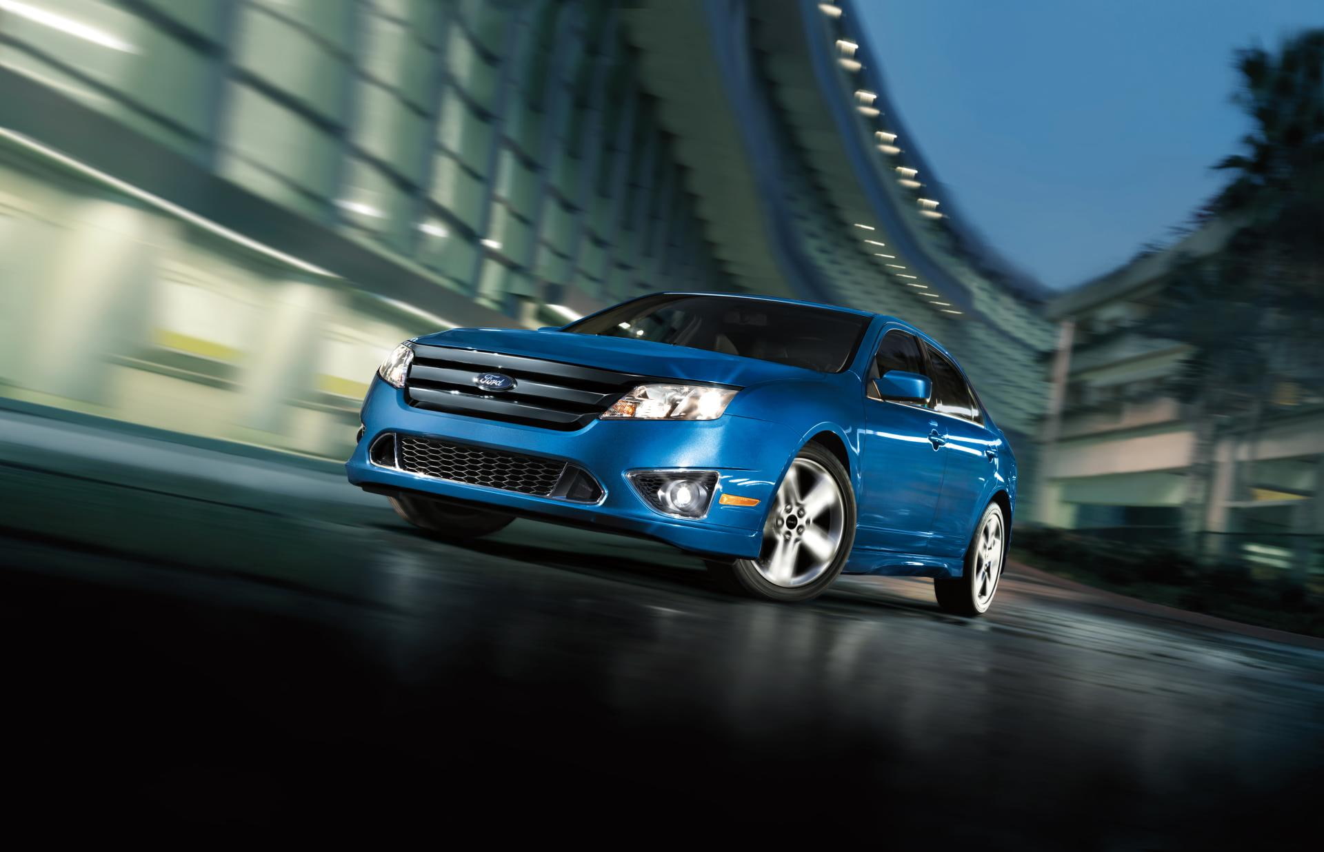 motion, motor vehicle, land vehicle, ford, luxury, mode of transportation, outdoors, day, land, blue, car, record, speed, fusion, road, transportation, HD Wallpaper