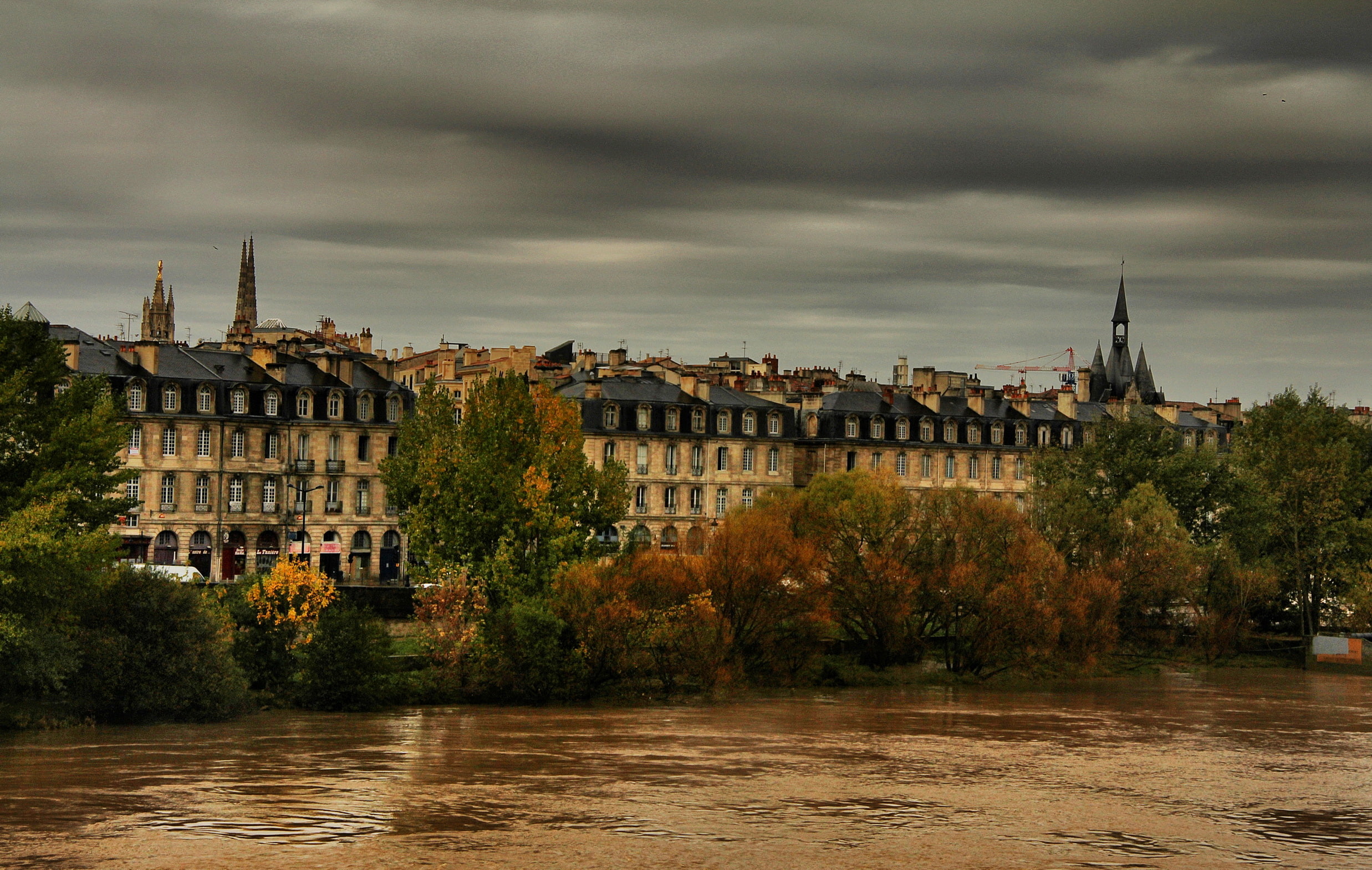 houses, 1080P, aquitaine, cities, france, bordeaux, river, HD Wallpaper