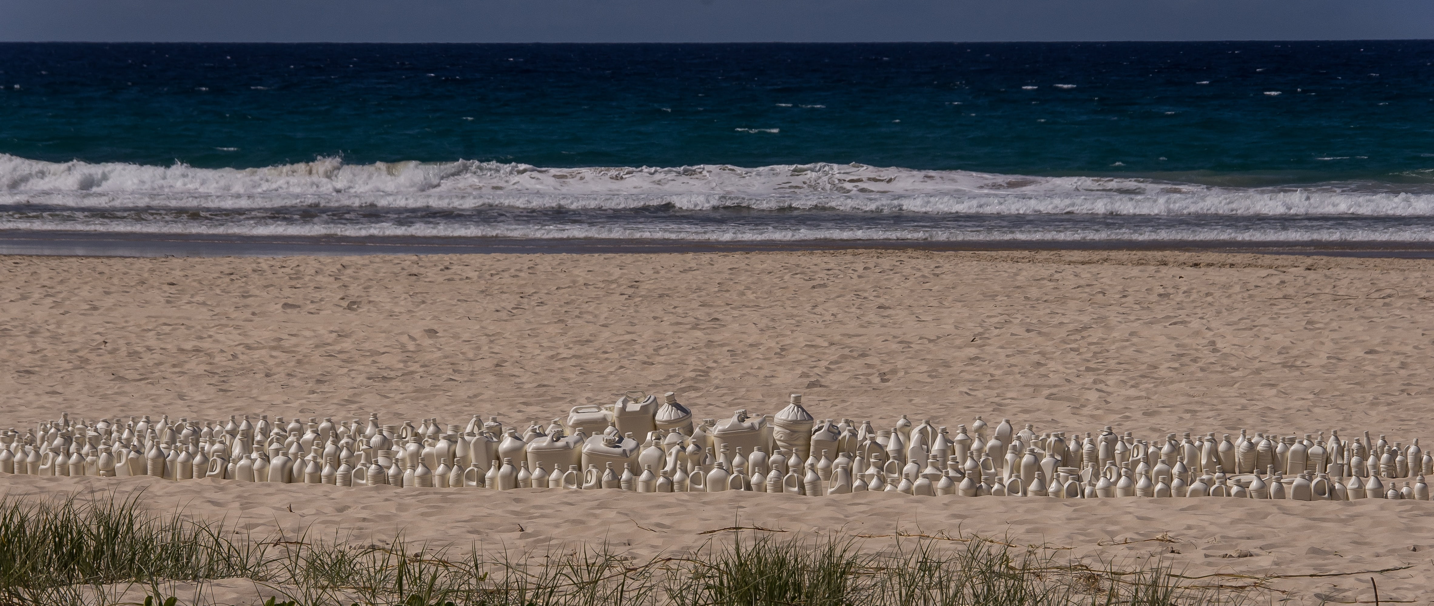 modern, travel destinations, animal, exhibition, sand, animals in the wild, art, vertebrate, horizon, white, animal wildlife, australia, bottles, sea, outdoors, HD Wallpaper