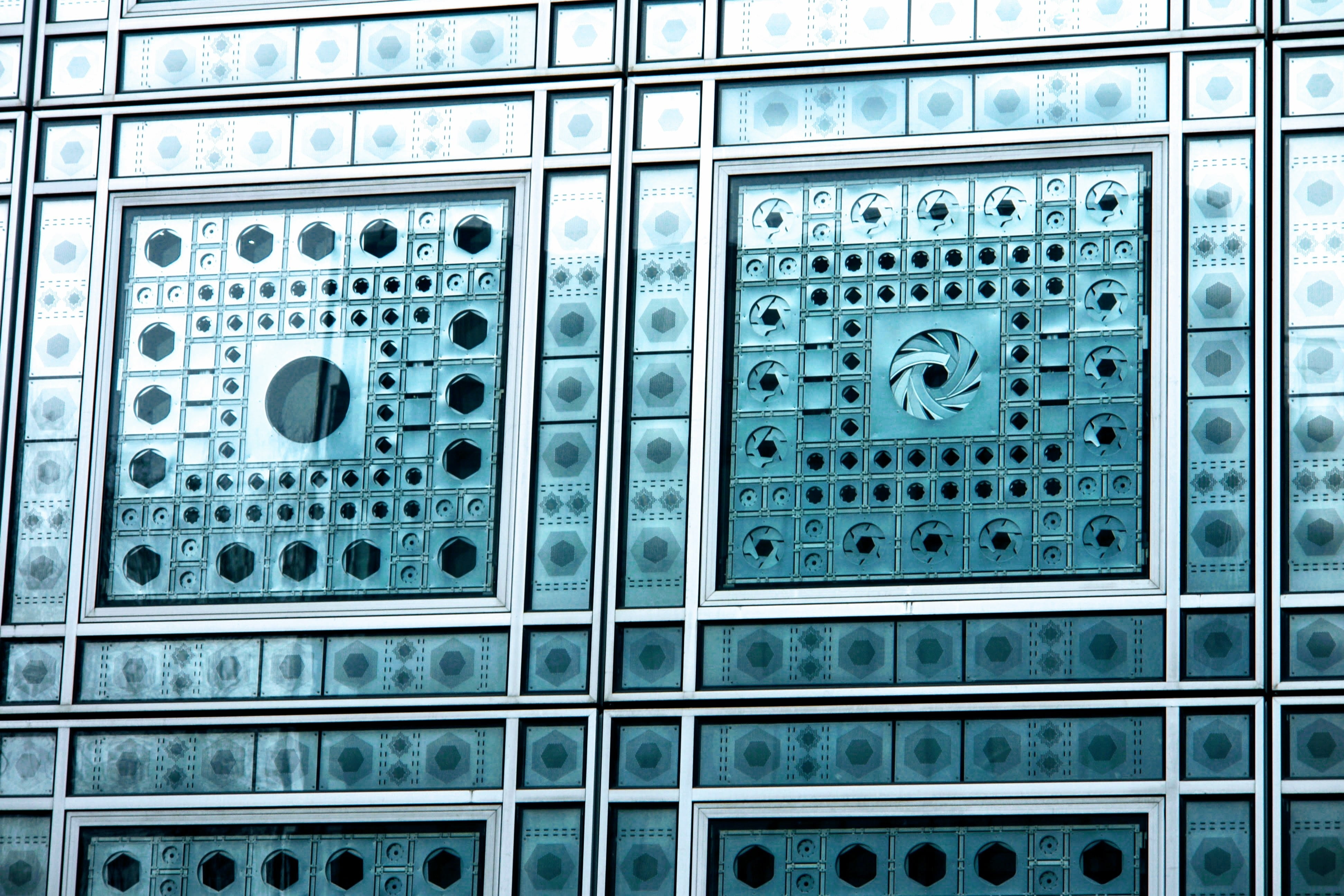 facade, industry, shape, backgrounds, la defense, france, close-up, security, blue, 4K, complexity, in a row, safety, steel, full frame, indoors, repetition, HD Wallpaper
