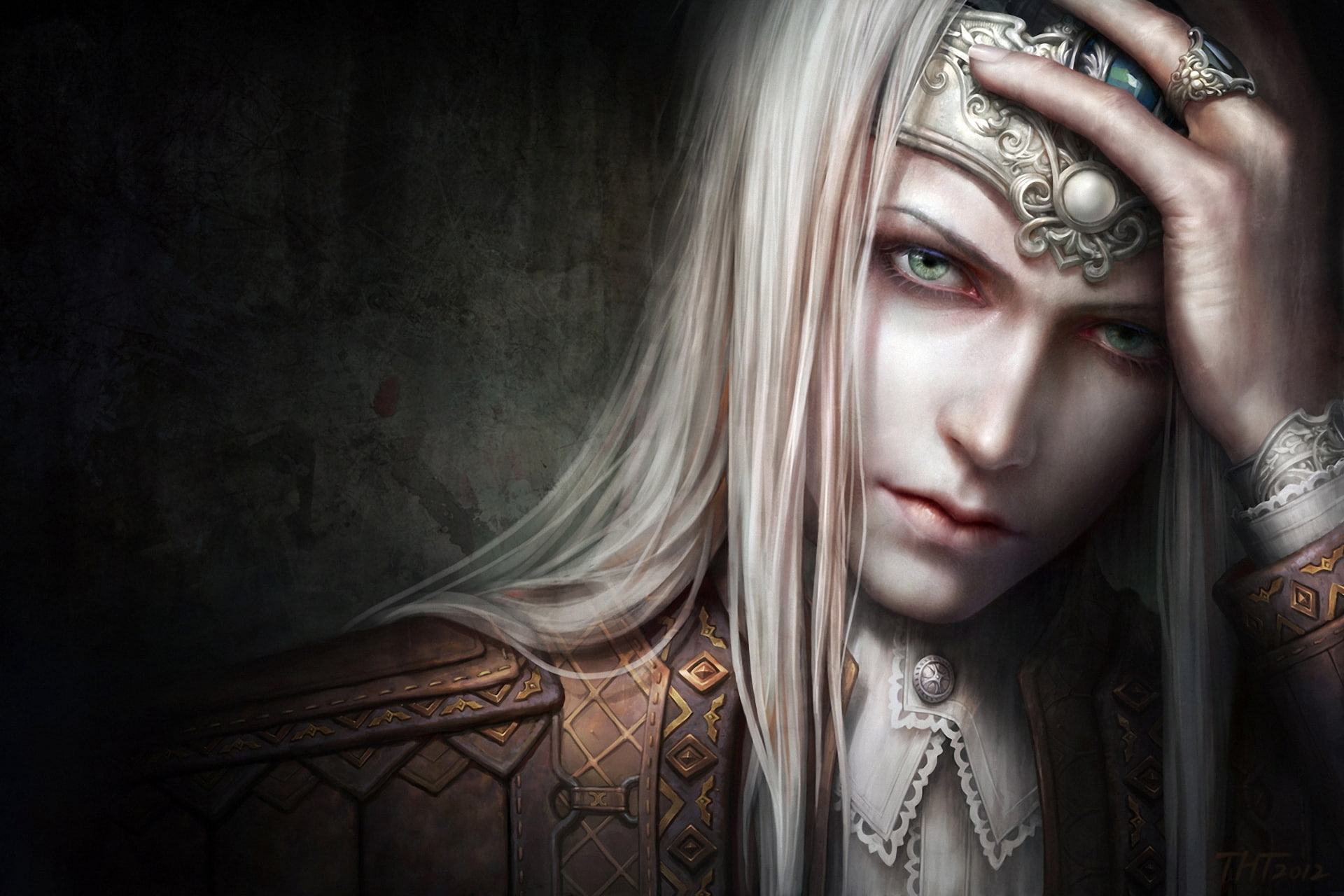 1080P, fantasy, depression - sadness, one person, body part, guy, gothic style, tnt, emotion, sadness, male, human body part, blond hair, wall, decoration, HD Wallpaper