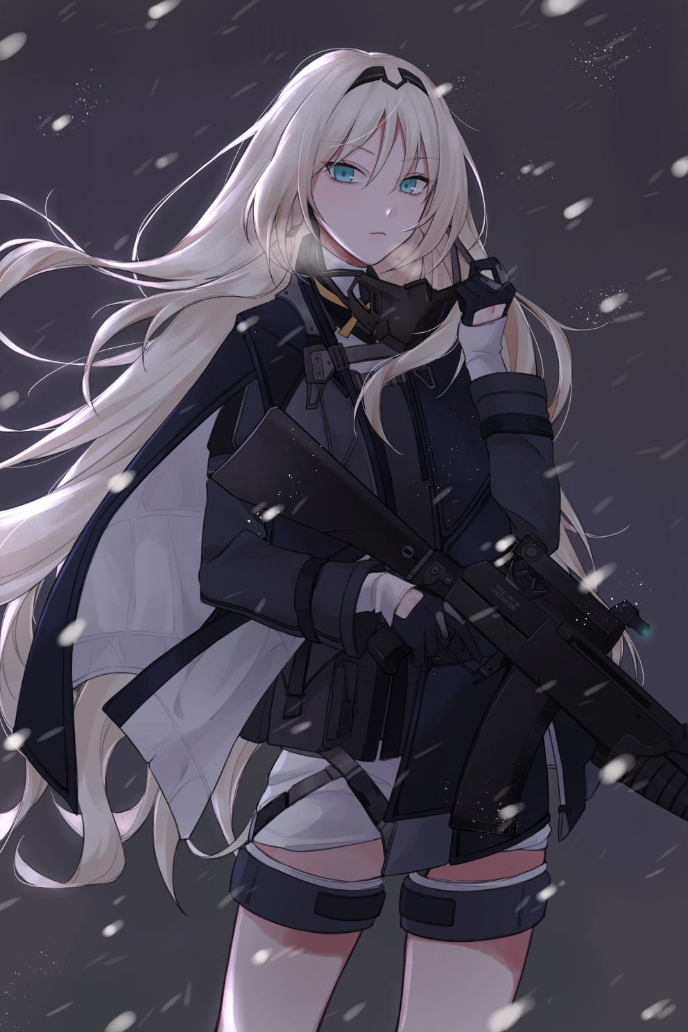 AN-94, white hair, girl front line, 720P, Girl With Weapon, long hair, snowing, Phone HD Wallpaper