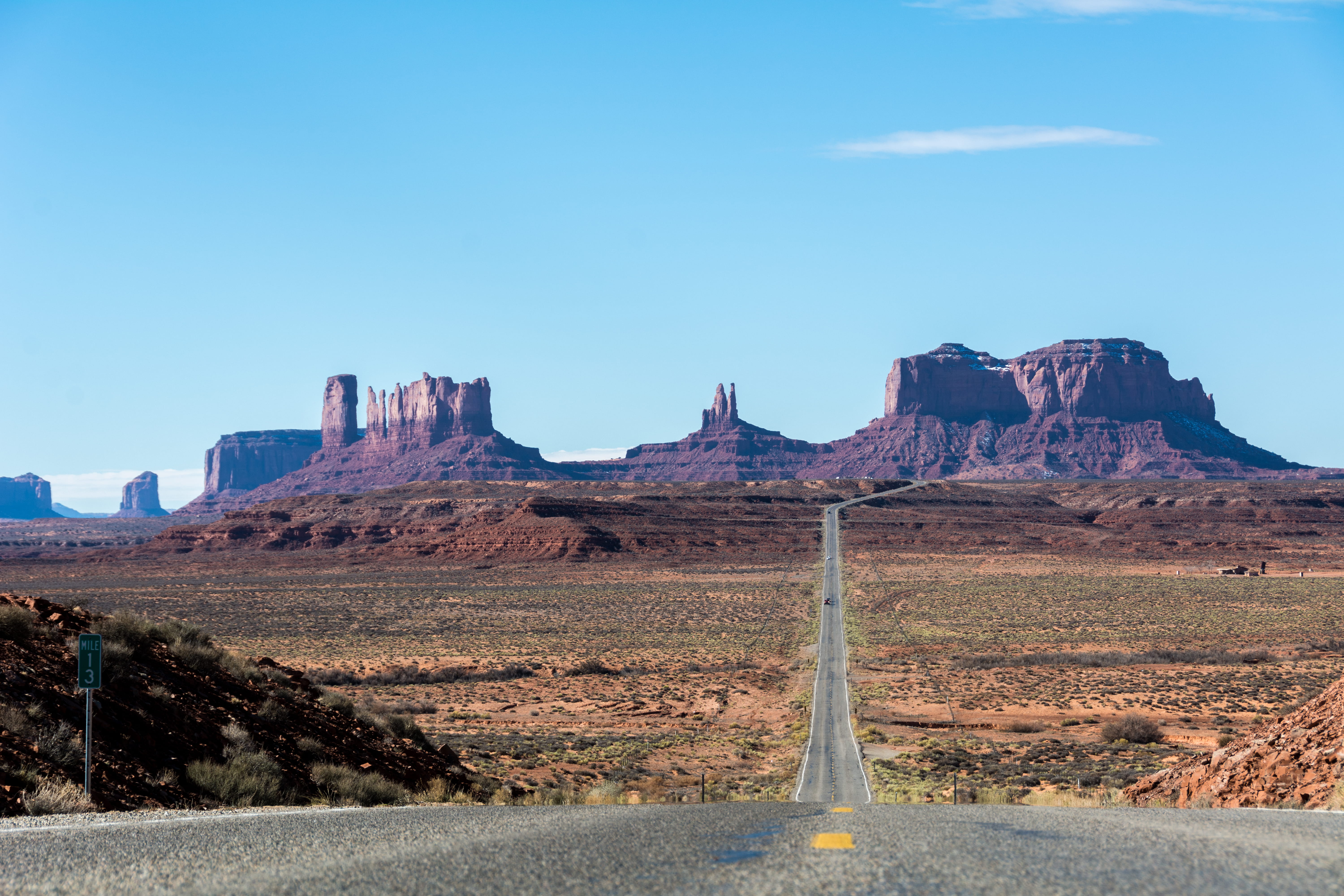 geology, oljato-monument valley, roads, no people, sunlight, eroded, outdoors, non-urban scene, tranquil scene, mountain range, 5K, roadtrip, HD Wallpaper