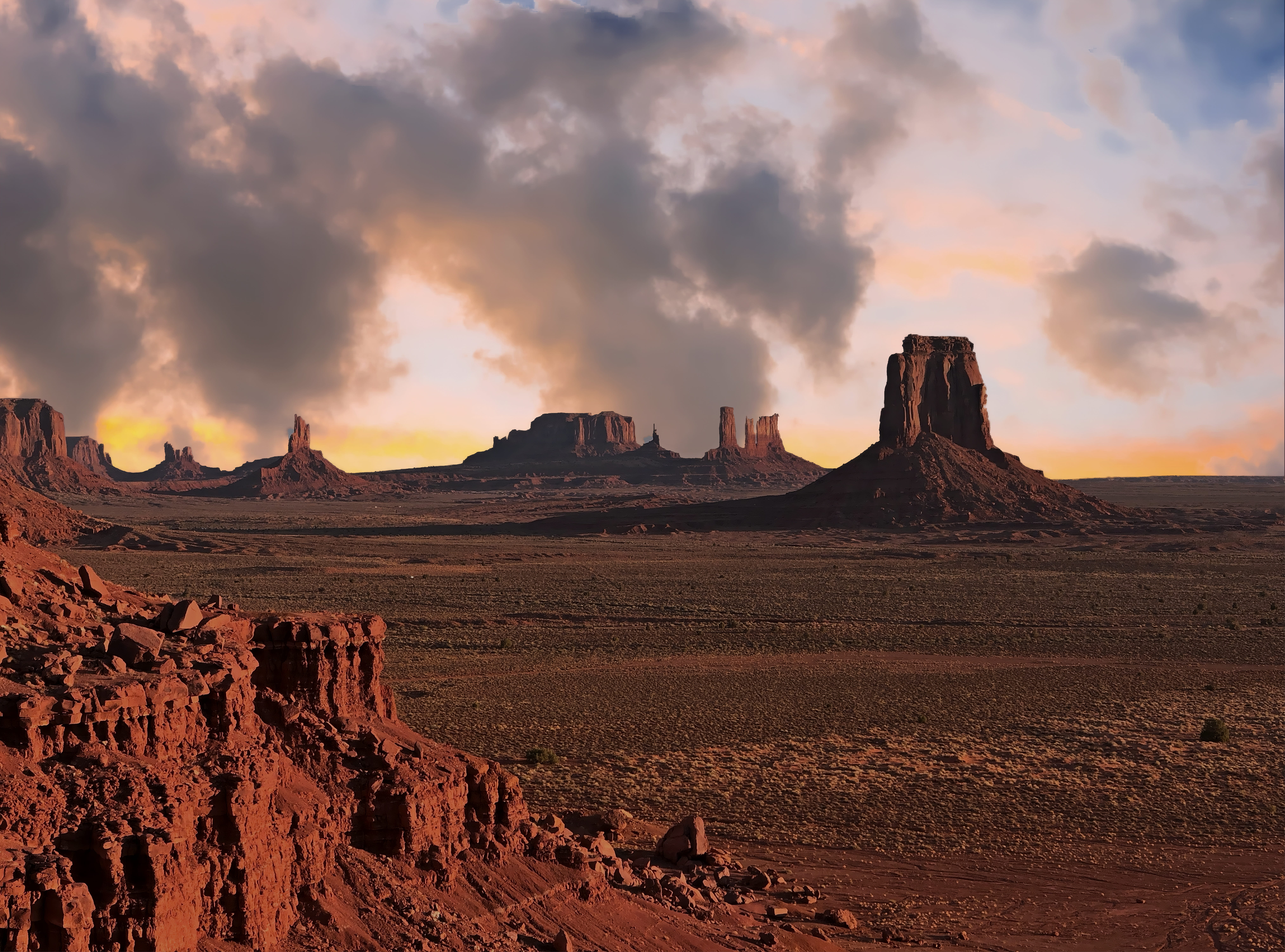 environment, geology, formation, solid, climate, arid climate, oljato-monument valley, eroded, tranquility, landmark, desert, land, canyon, buttes, no people, HD Wallpaper