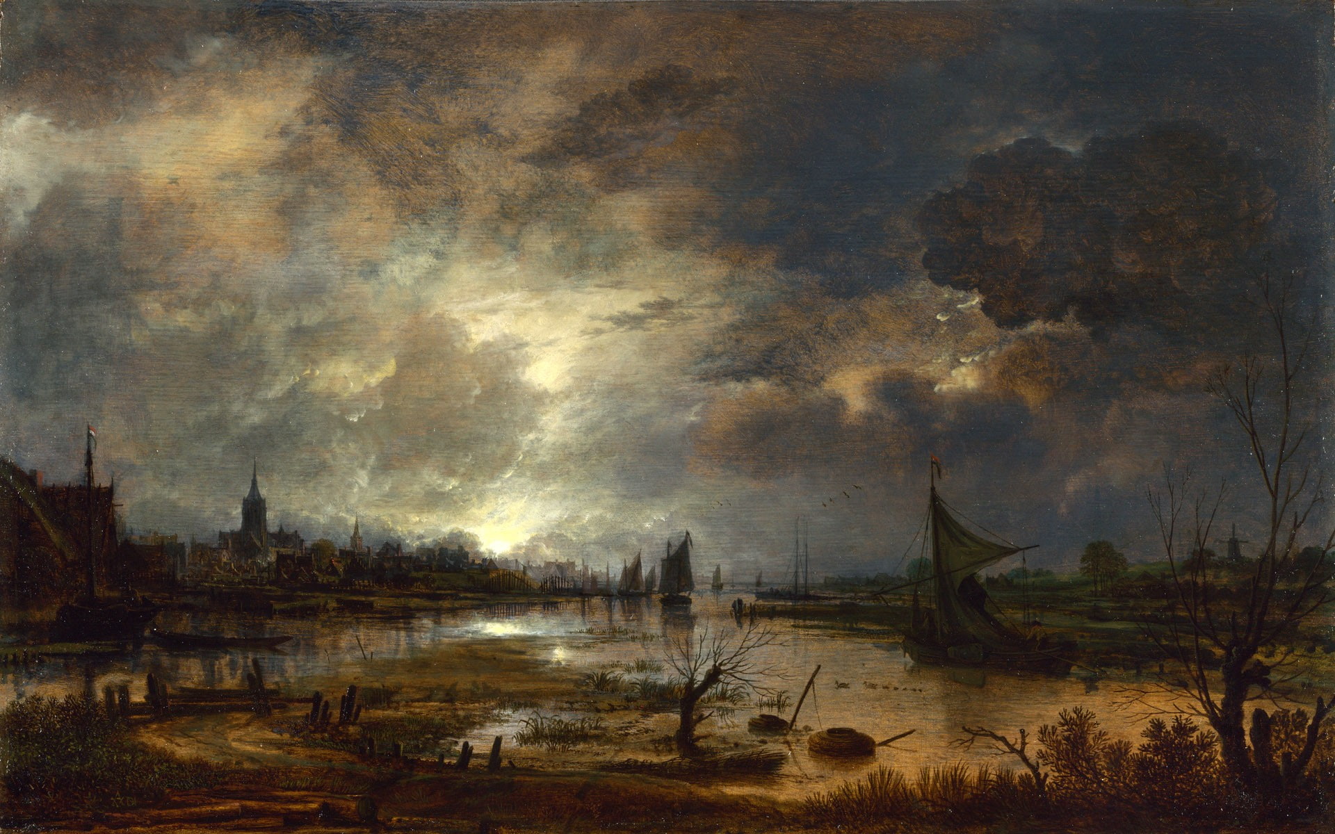 1080P, van, eglon, der, paintings, scenic, neer, artwork, HD Wallpaper
