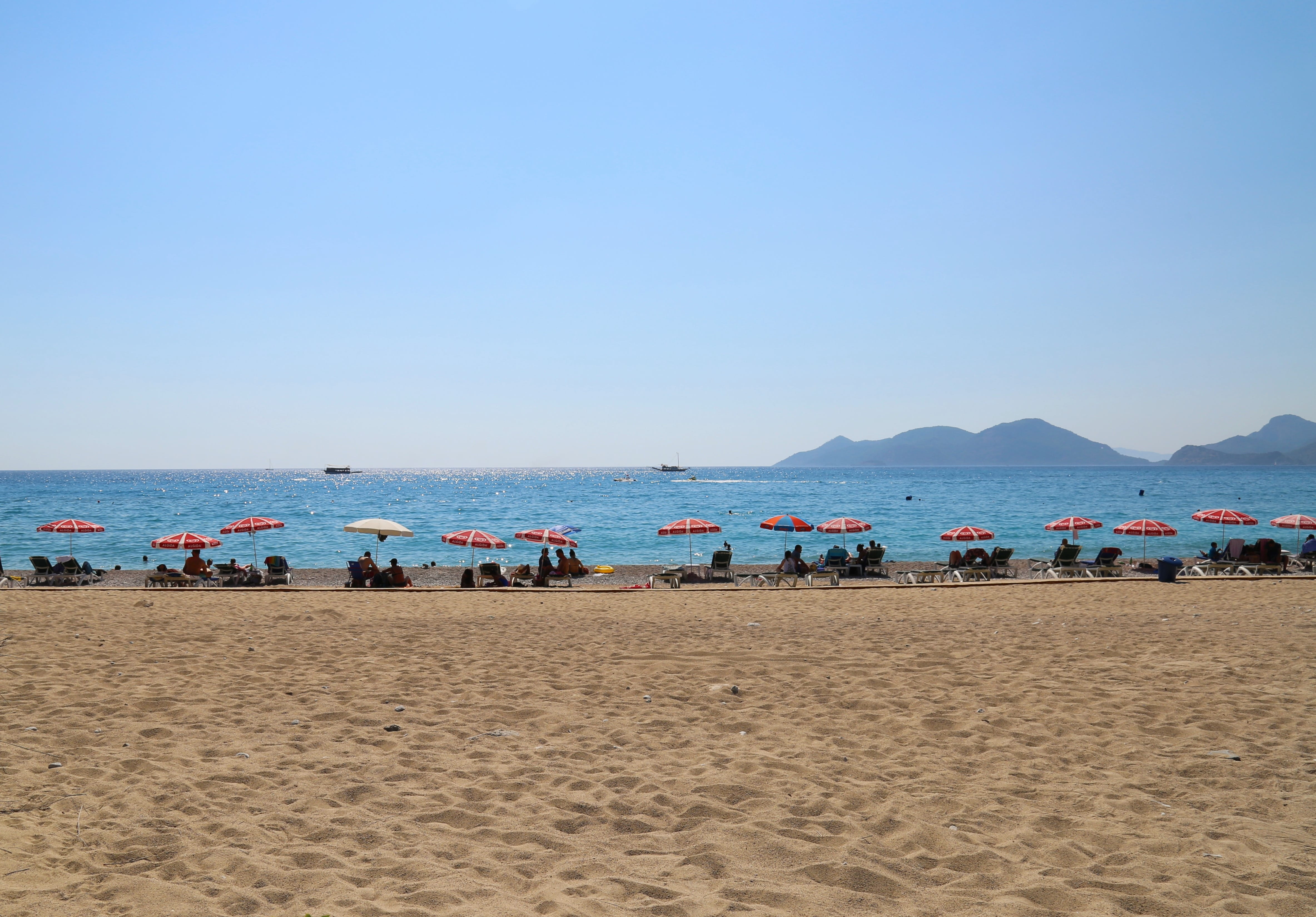 outdoors, fethiye, vacations, blue, summer, sea, 4K, sand, clear sky, nature, beach, water, large group of people, land, beauty in nature, crowd, scenics - nature, HD Wallpaper