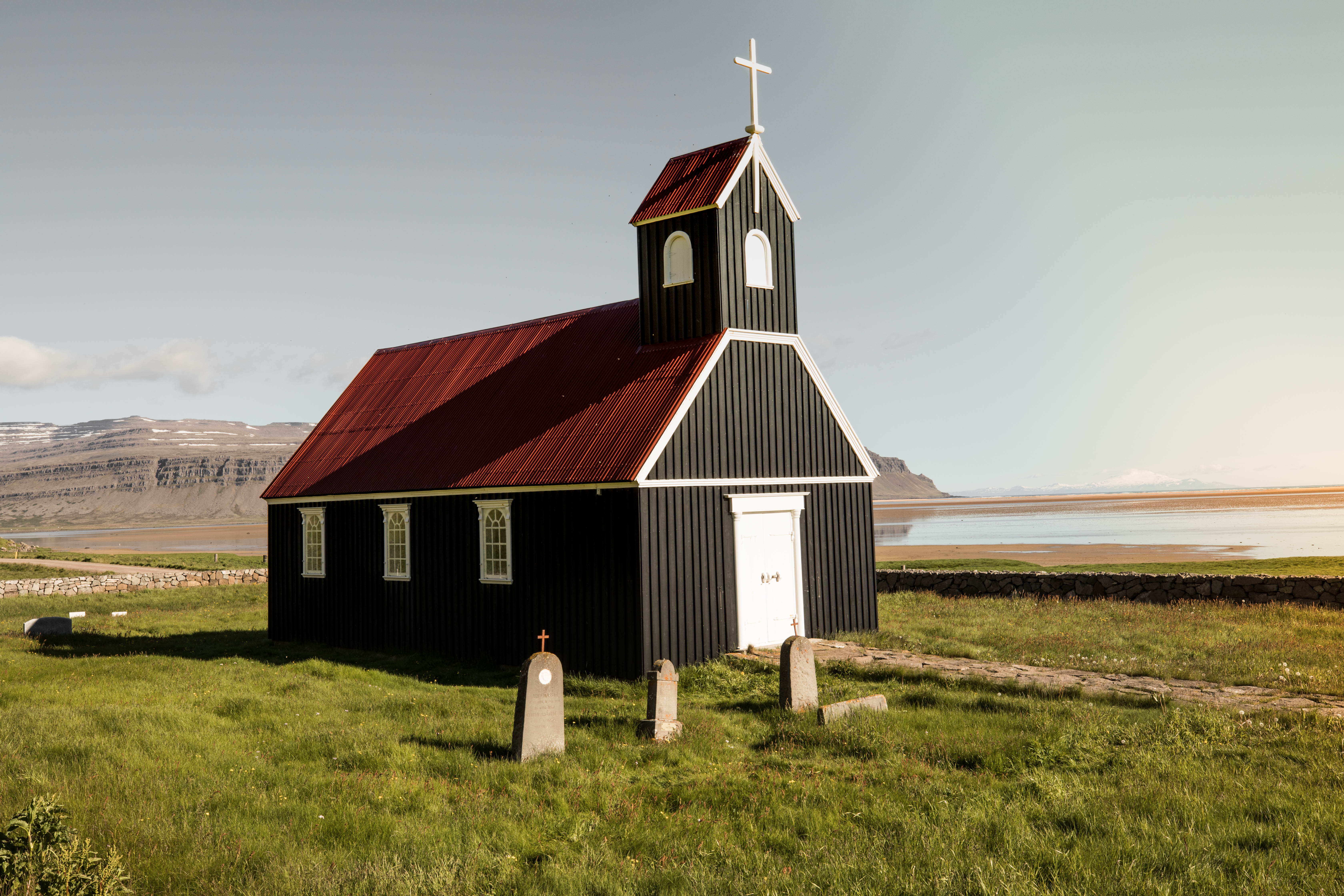churches of iceland, plant, day, religion, house, black church, outdoors, belief, building, beachside, landscape, sunset, no people, nature, building exterior, HD Wallpaper