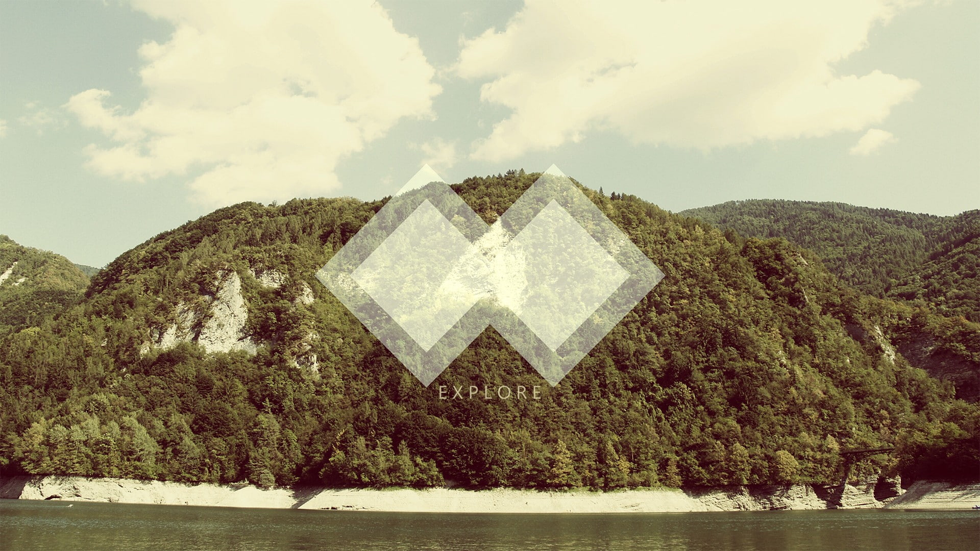 polyscape, 1080P, coast, forest, shapes, HD Wallpaper