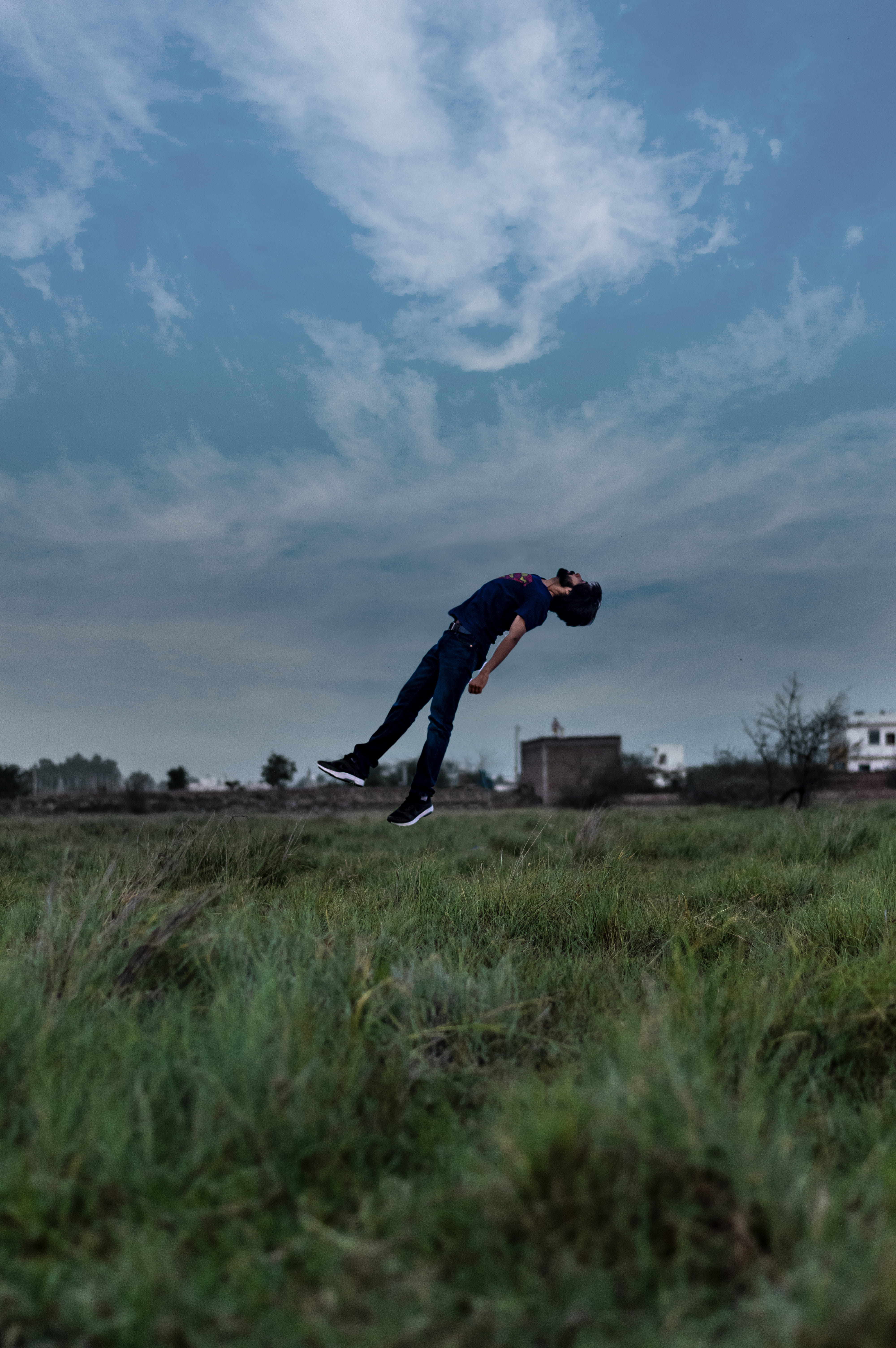 cloud - sky, plant, human arm, wearing, lawn, outdoors, shirt, person, sky, nature, pants, people, float, casual clothing, apparel, grass, man, human, one person, Phone HD Wallpaper