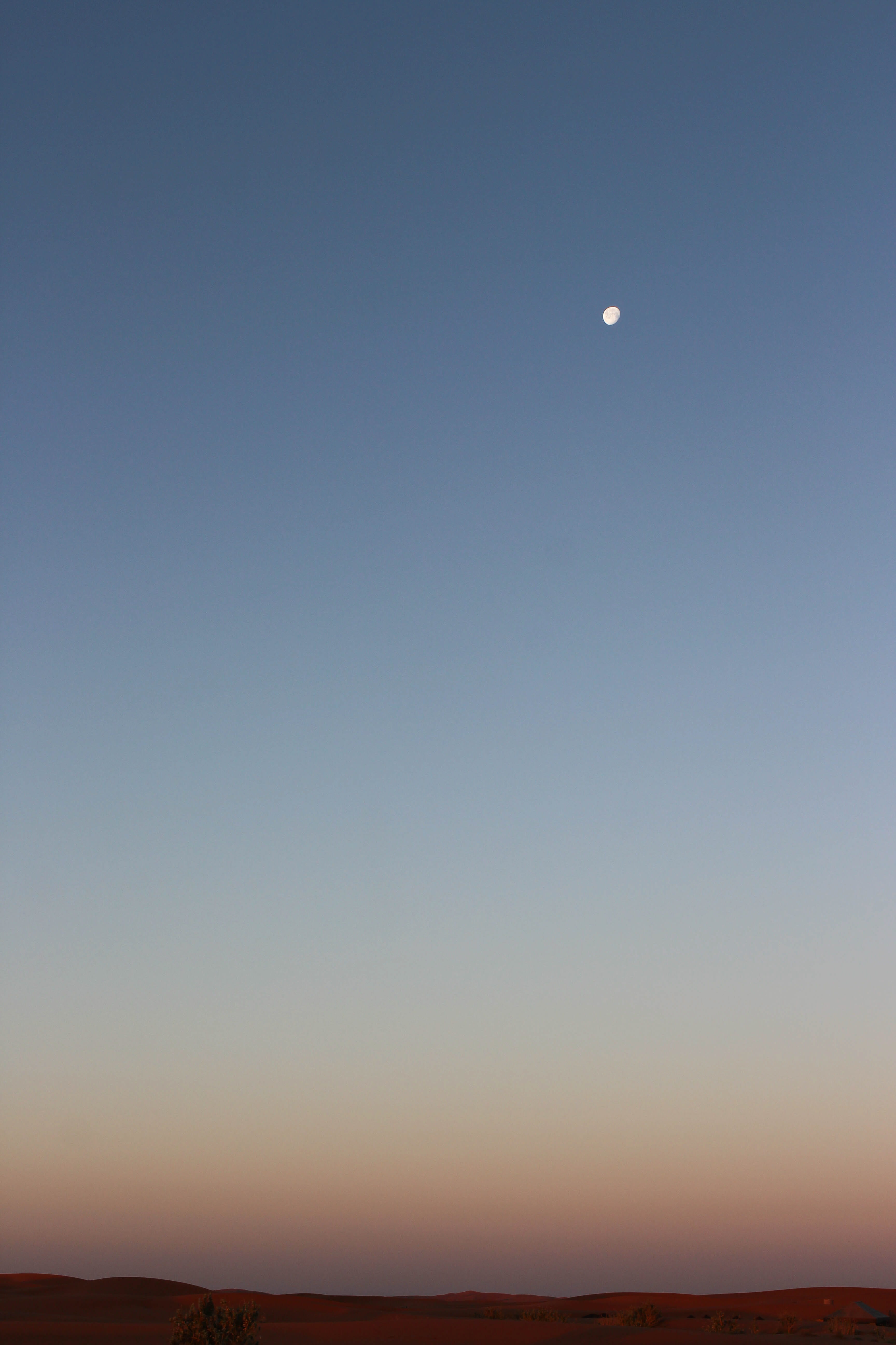 clear sky, tranquility, 5K, morocco, scenics - nature, idyllic, half moon, sky, blue, beauty in nature, landscape, environment, crescent, full moon, dusk, Phone HD Wallpaper
