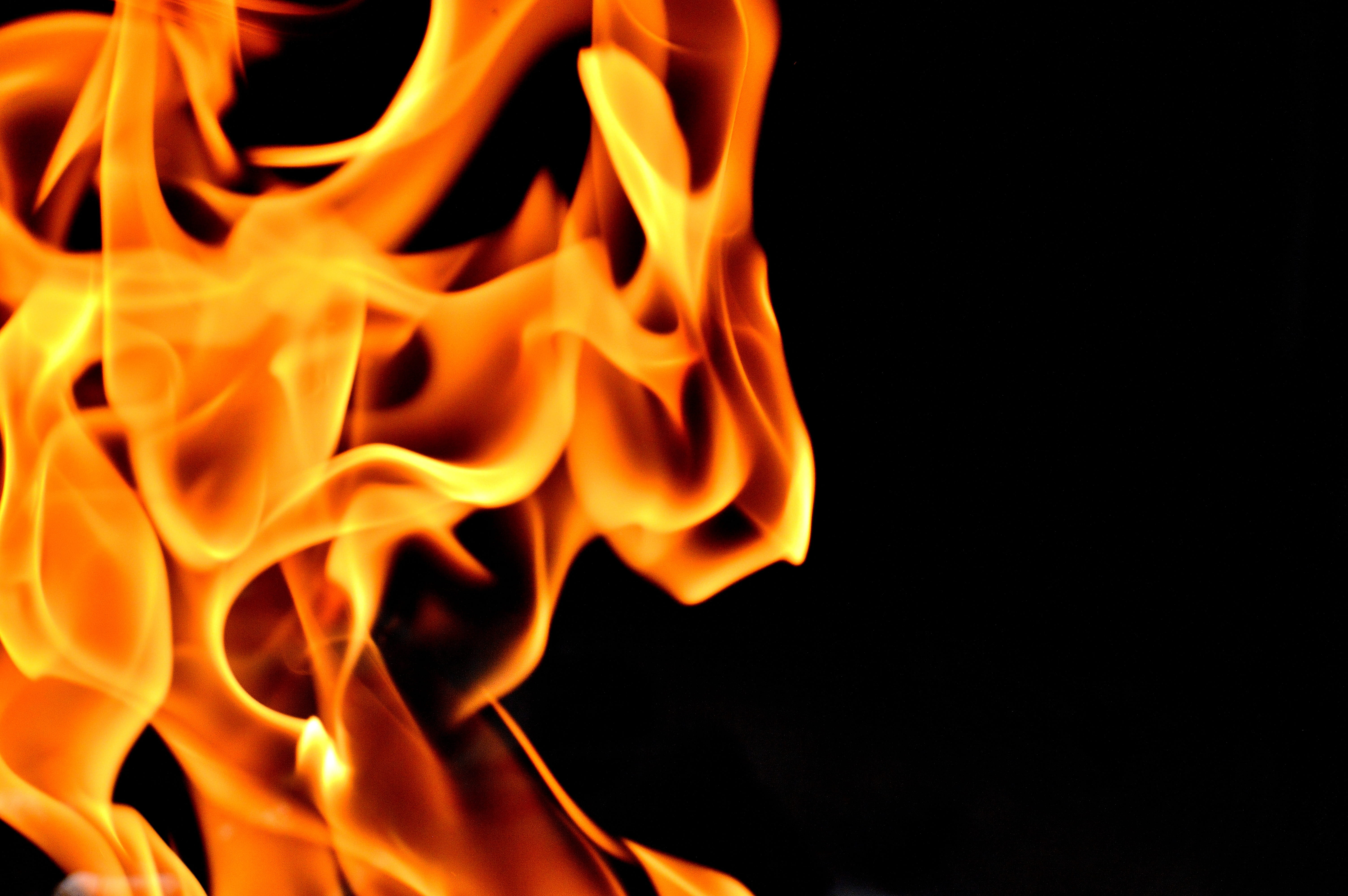 nature, heiss, burning, sign, black background, night, Fire, communication, burn, campfire, close, orange color, grill, backgrounds, warning sign, Barbecue, HD Wallpaper