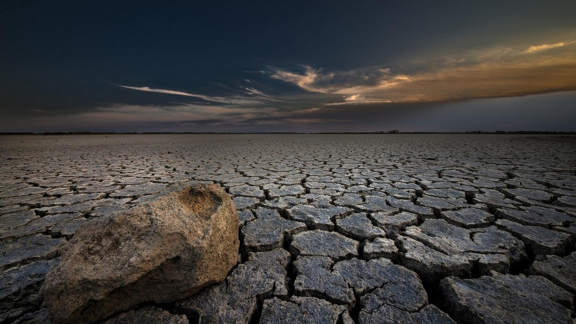 sun, outdoors, landscape, arid climate, tranquility, water, rock, 1080P, dramatic sky, sunset, land, horizon over water, environment, drought, solid, nature, HD Wallpaper