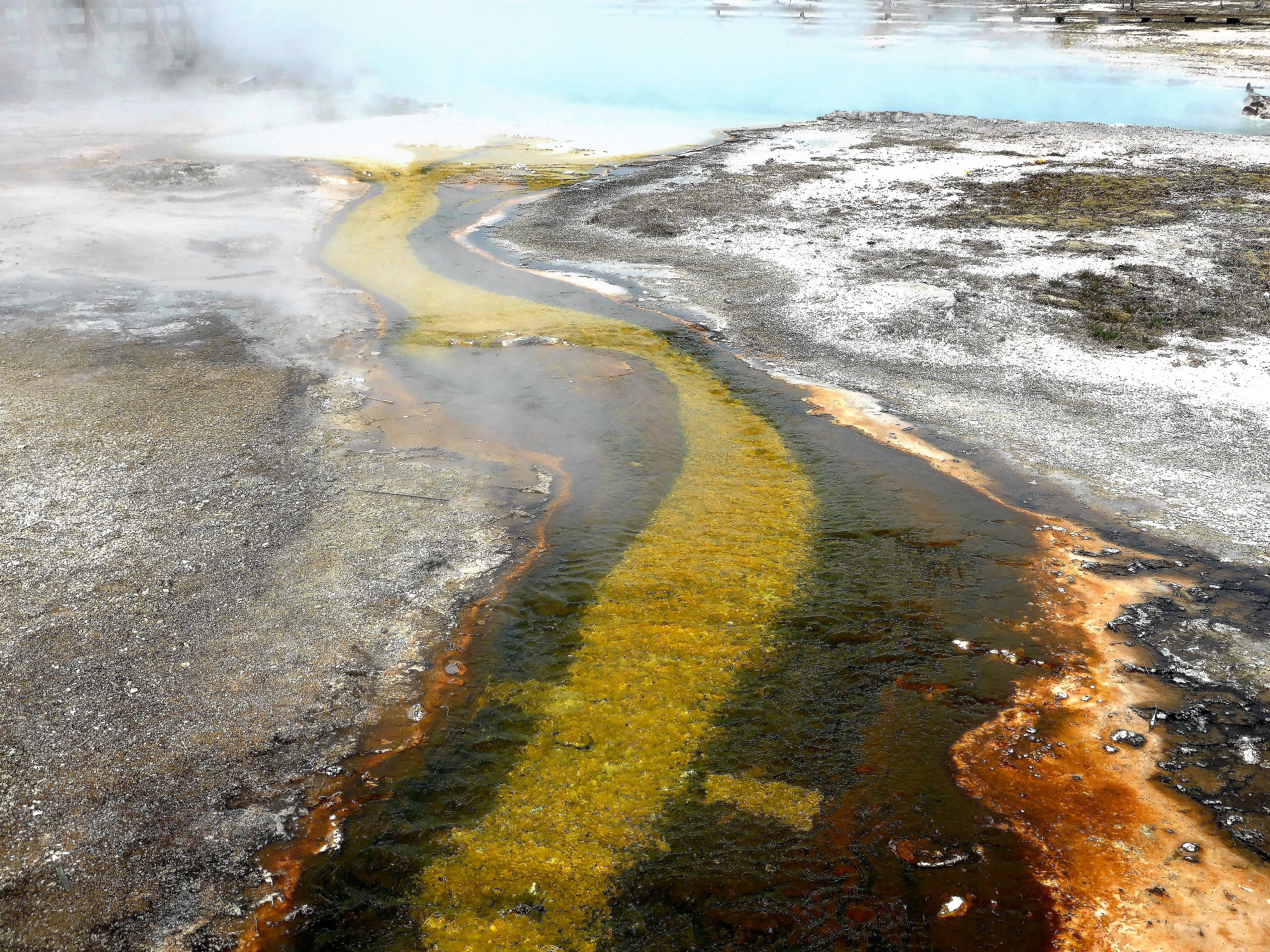 water, land, no people, smoke - physical structure, steam, hot spring, tranquil scene, beauty in nature, scenics - nature, day, Usa, outdoors, Nature, Yellow Stone, HD Wallpaper