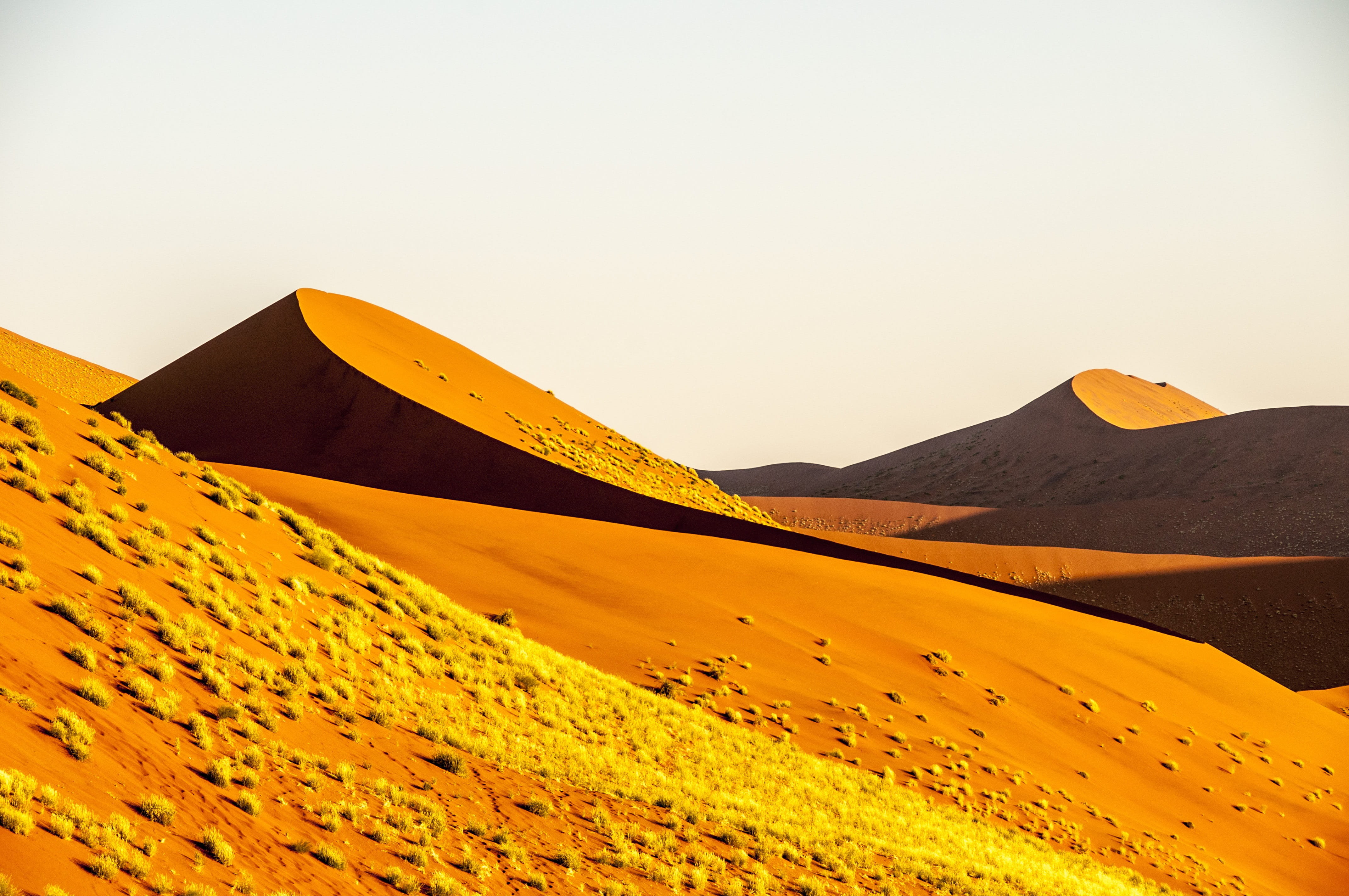 nature, land, Namibia, non-urban scene, tranquil scene, Namib, no people, wolwedans, clear sky, beauty in nature, outdoors, sky, sand, environment, tranquility, HD Wallpaper