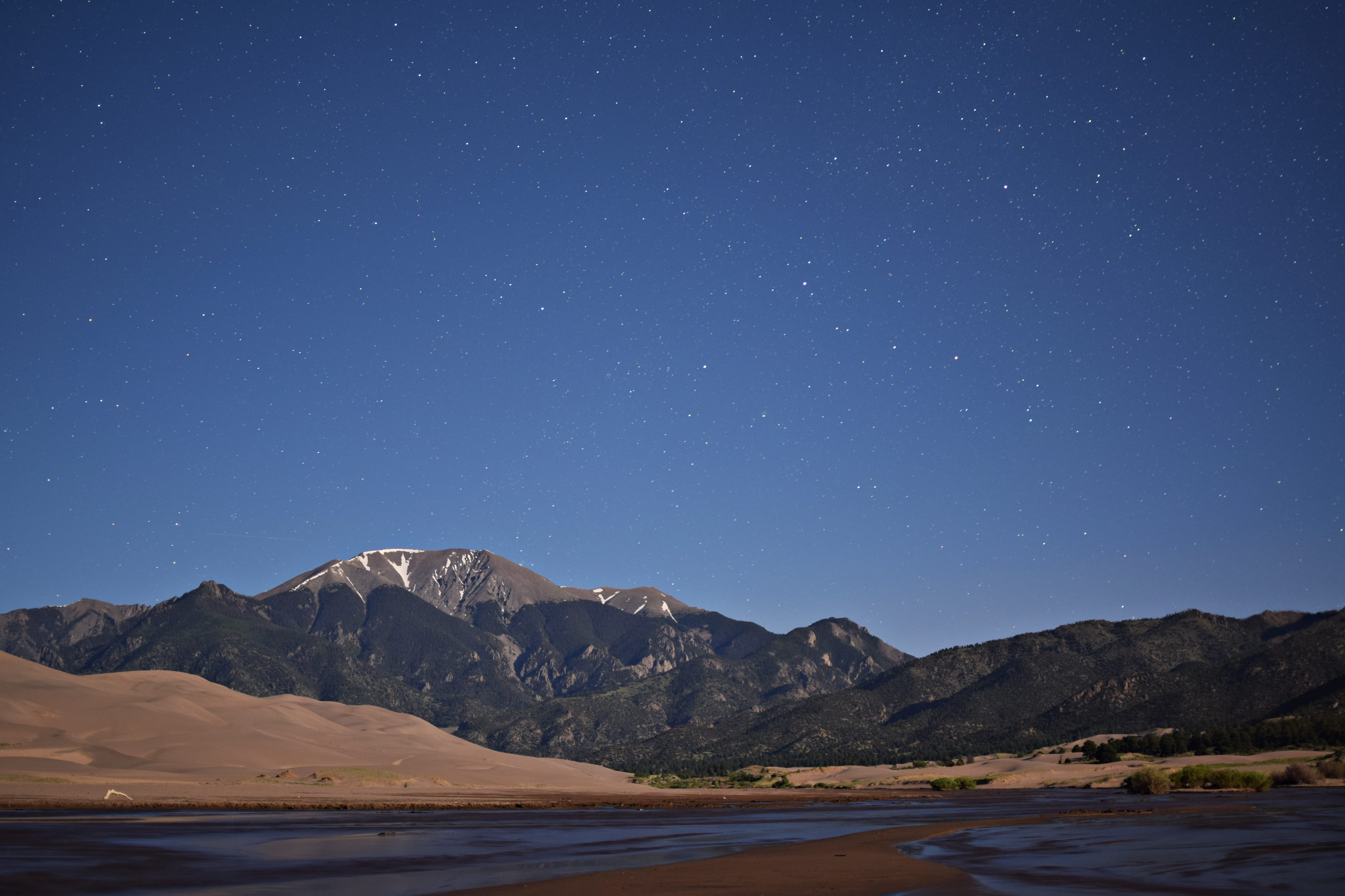 outdoors, sky, mountain range, 5K, star, no people, space, nighttime, sand dunes, mountain, tranquility, clear sky, night photography, mountains, united states, HD Wallpaper