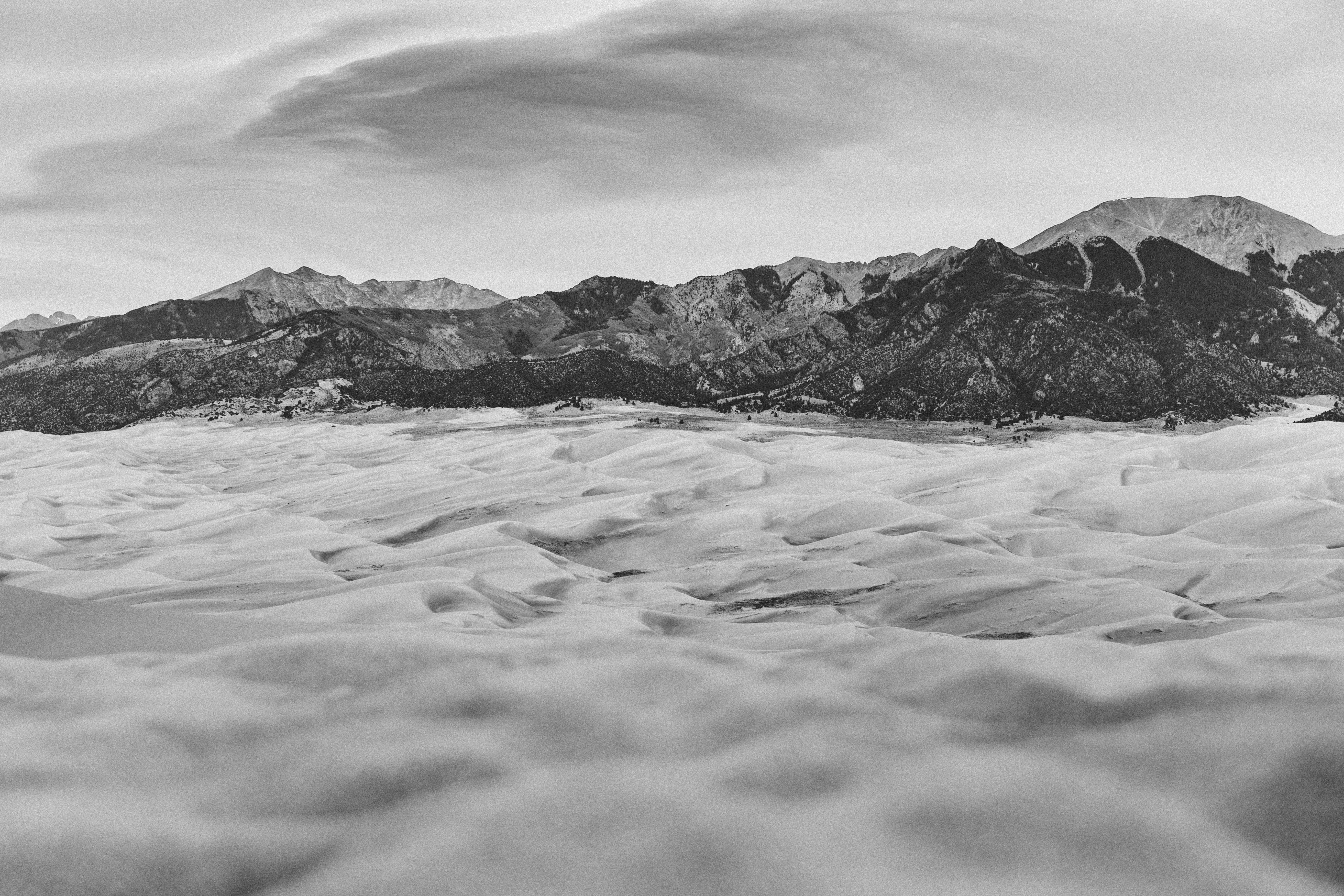 greyscale, surface level, cloud - sky, remote, landscape, tranquility, winter, land, tranquil scene, mountain ridge, rocky mountain, outdoors, colorado, HD Wallpaper