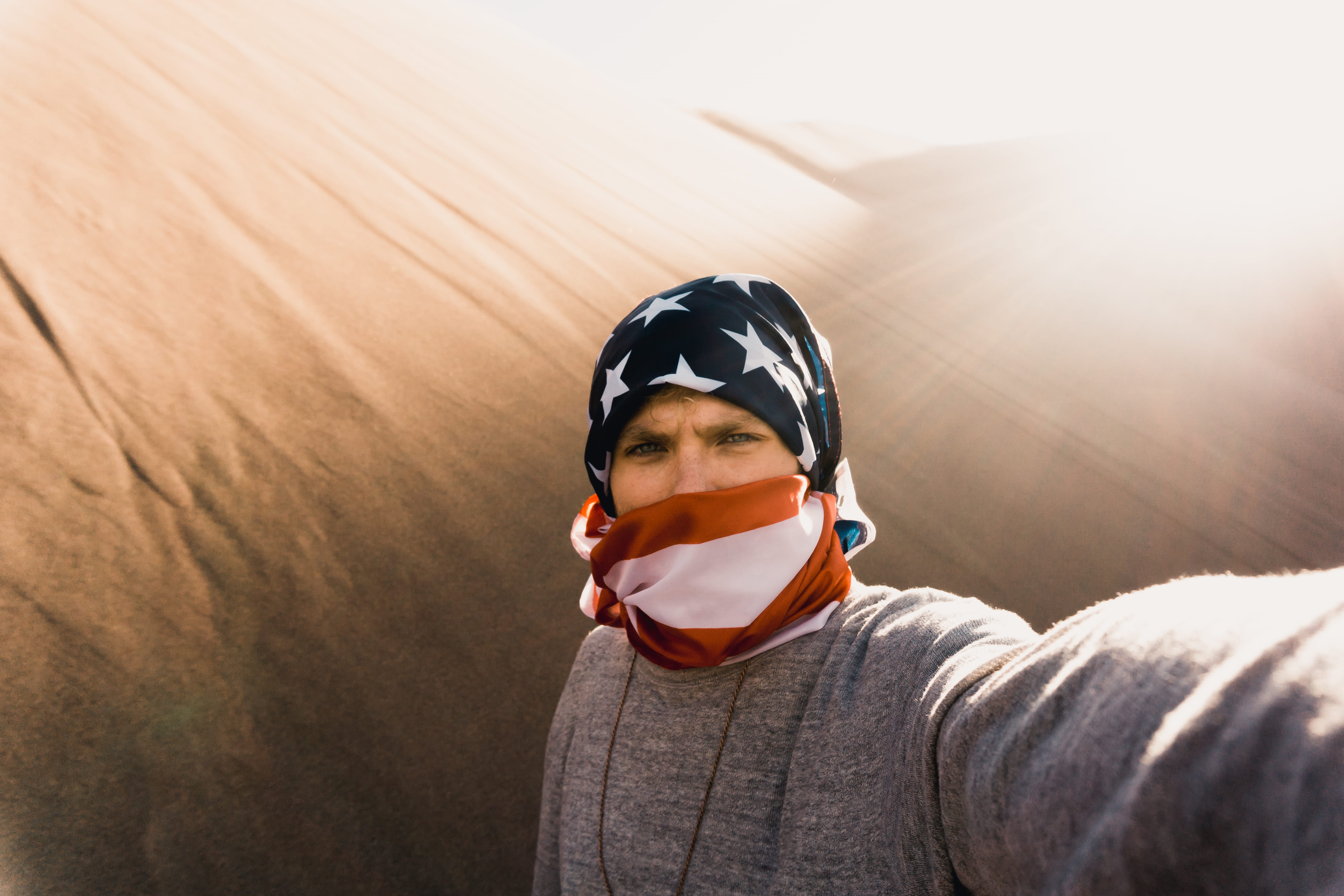 sunset, united states, great sand dunes national park and preserve, flag, blue eyes, males, portrait, american flag, america, indoors, real people, clothing, HD Wallpaper