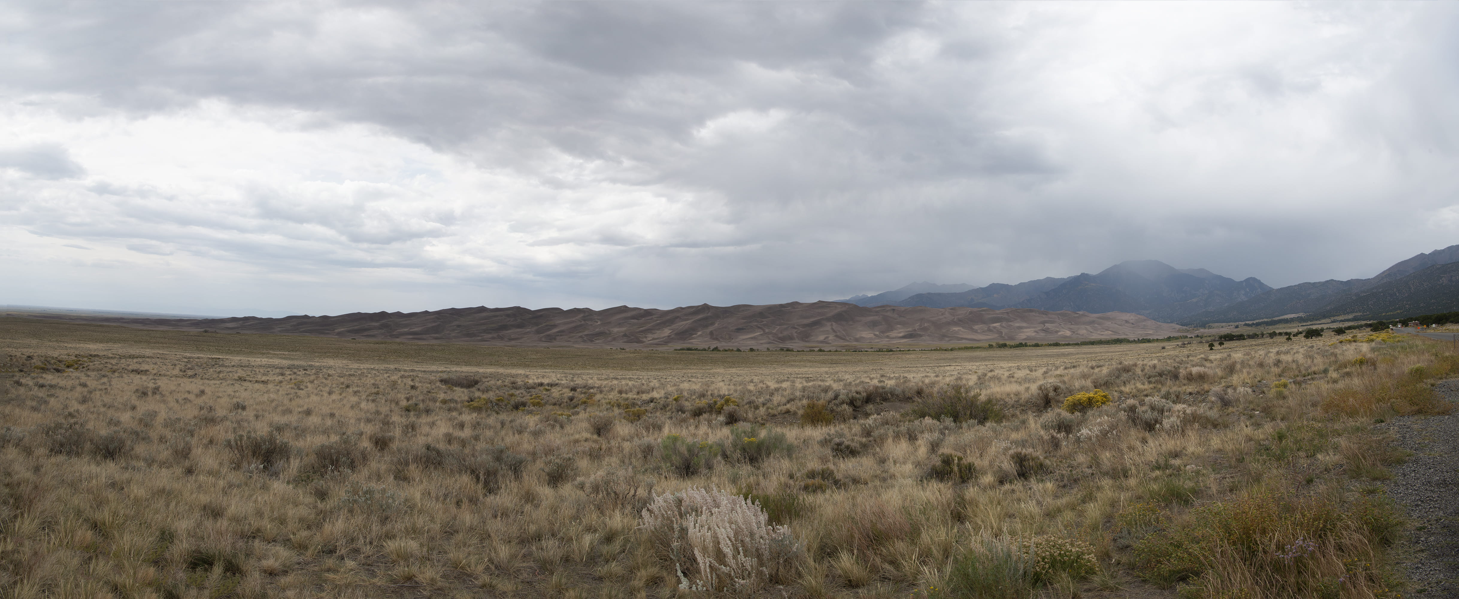 great sand dunes national park and preserve, land, outdoors, grass, no people, cloud - sky, overcast, mosca co, beauty in nature, scenics - nature, ominous, HD Wallpaper