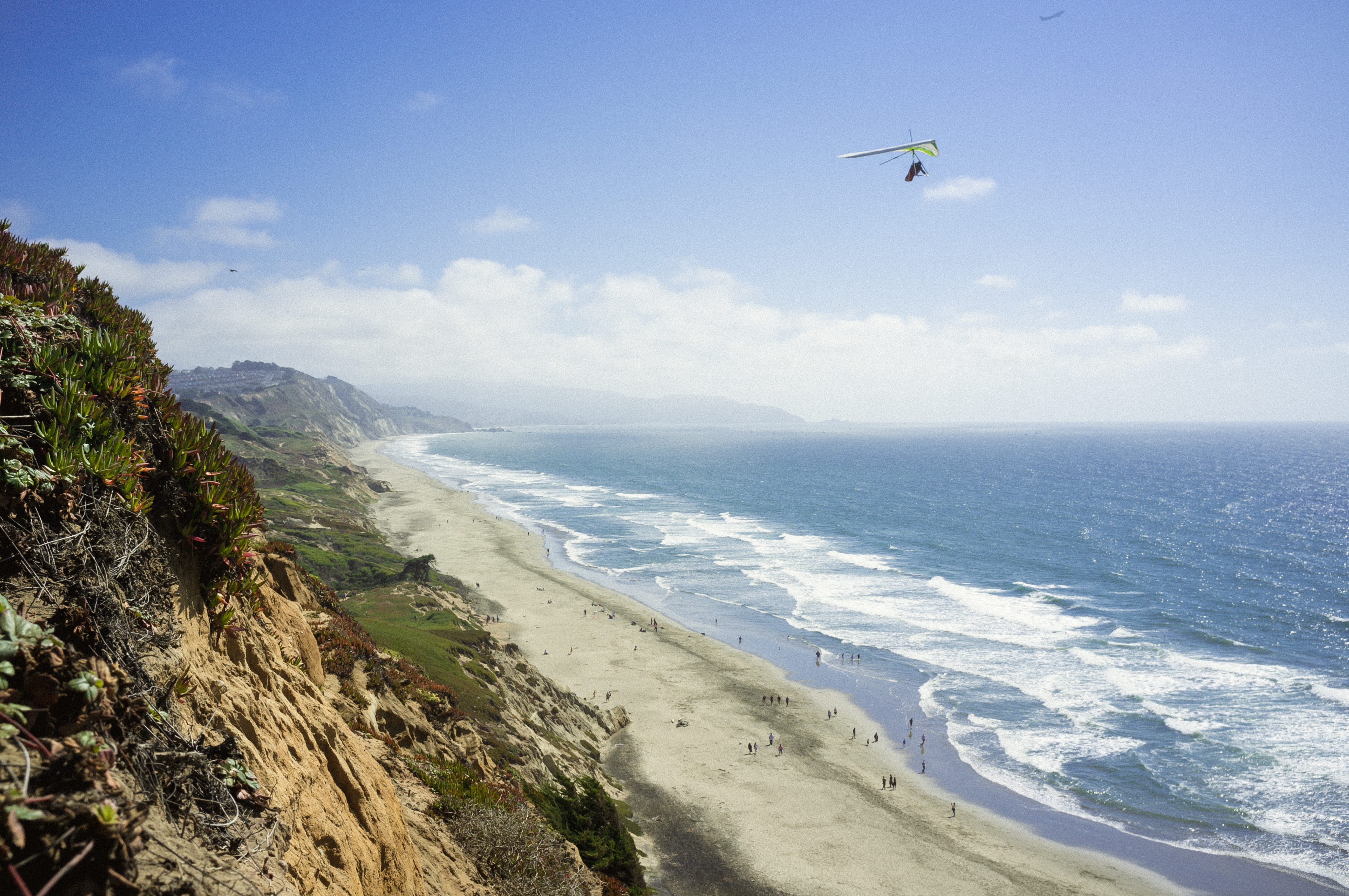 summer, tranquil scene, san francisco, scenics - nature, land, flying, blue, sand, nature, outdoors, 4K, sky, sea, california, horizon over water, motion, HD Wallpaper