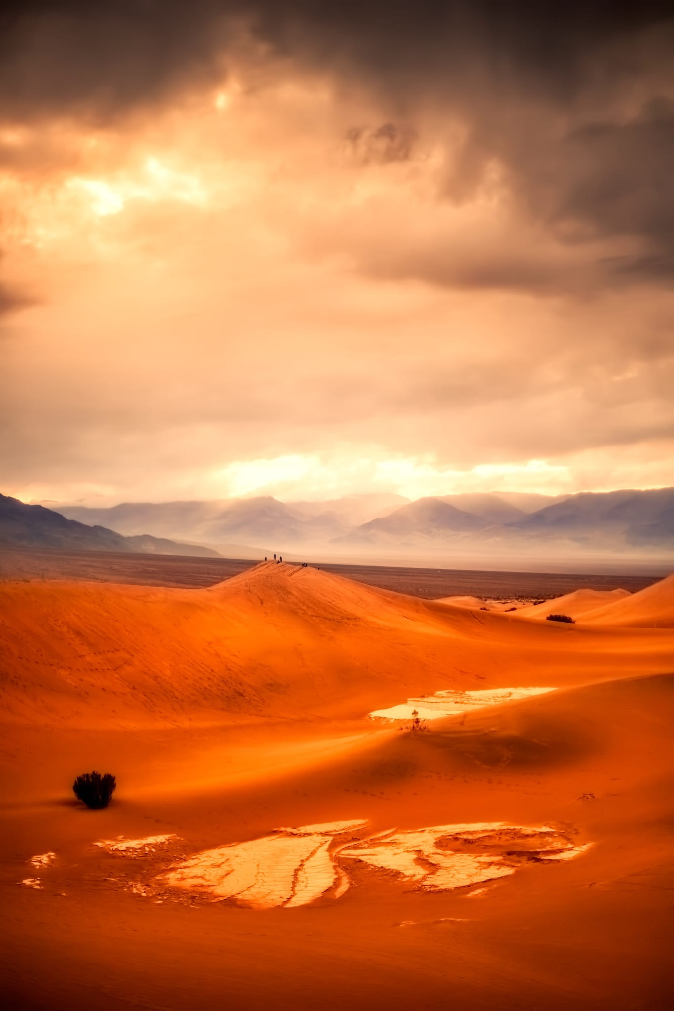 non-urban scene, land, desert, tranquility, tranquil scene, countryside, tourism, remote, environment, san dunes, california, clouds, 1080P, orange color, Phone HD Wallpaper