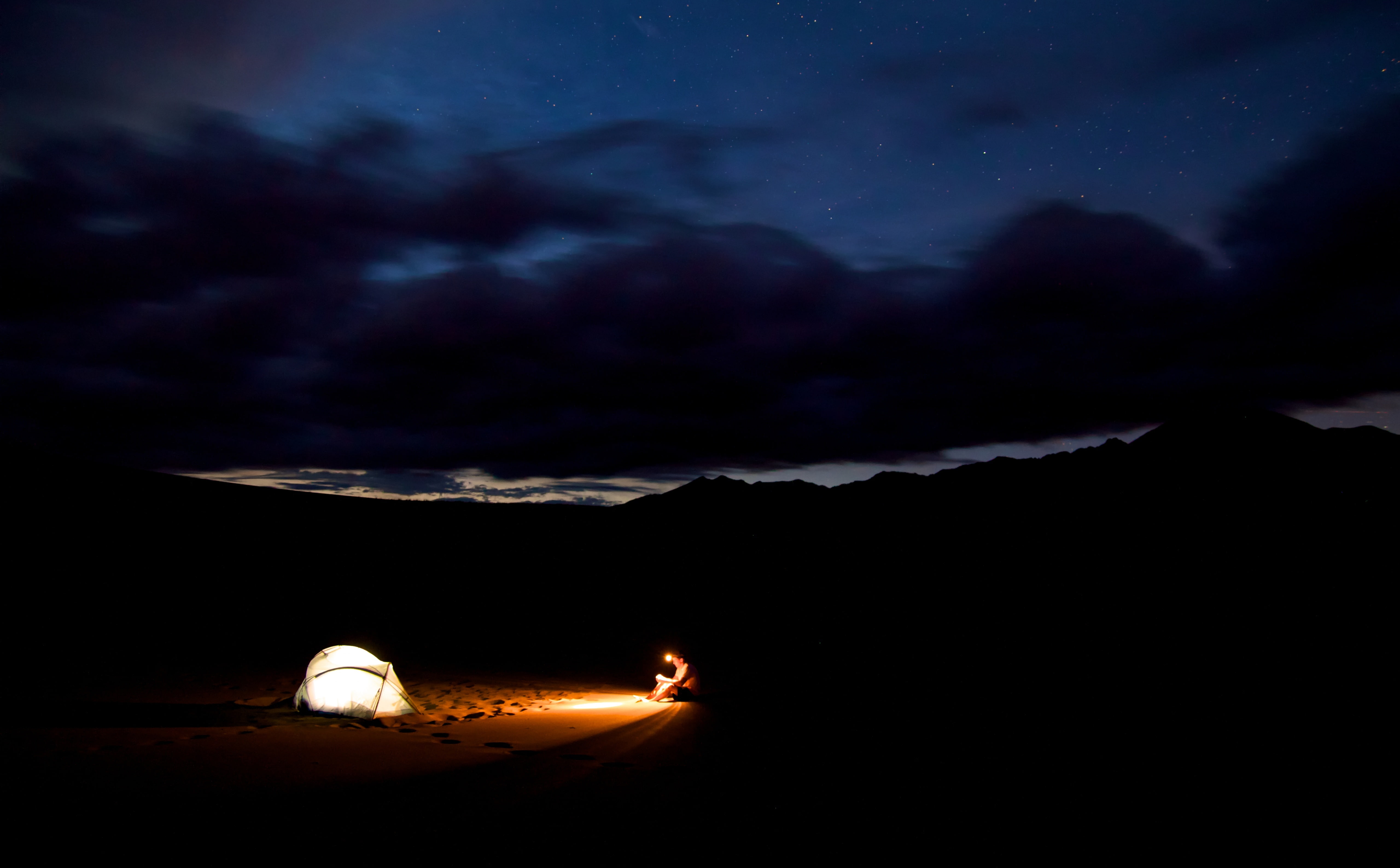 cloud - sky, scenics - nature, Outline, mode of transportation, Tent, mountain, illuminated, white, moon, space, Painting, city, sky, dark, lose, star - space, HD Wallpaper