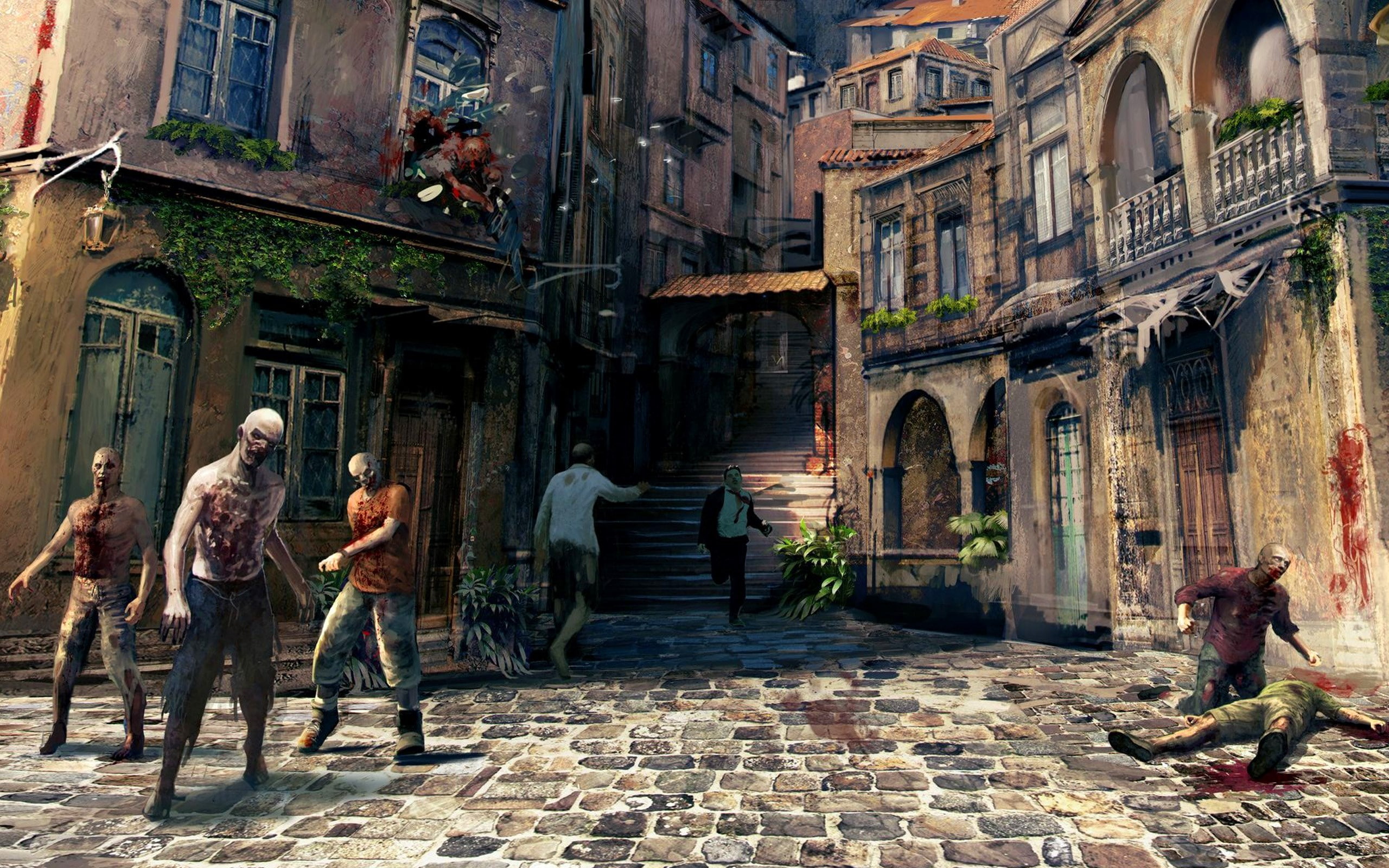street, real people, men, women, the past, history, day, sculpture, dead island riptide, building, old, residential district, 2K, architecture, statue, HD Wallpaper